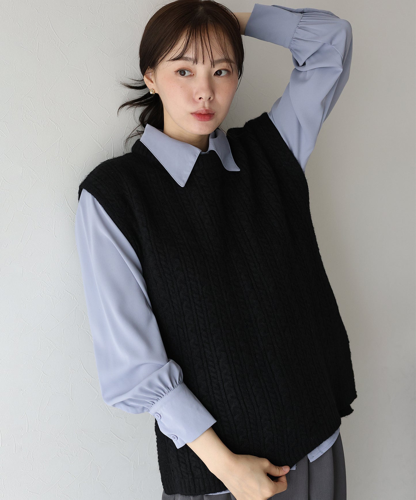 【TIME SALE】ケーブルオーバーニットベスト