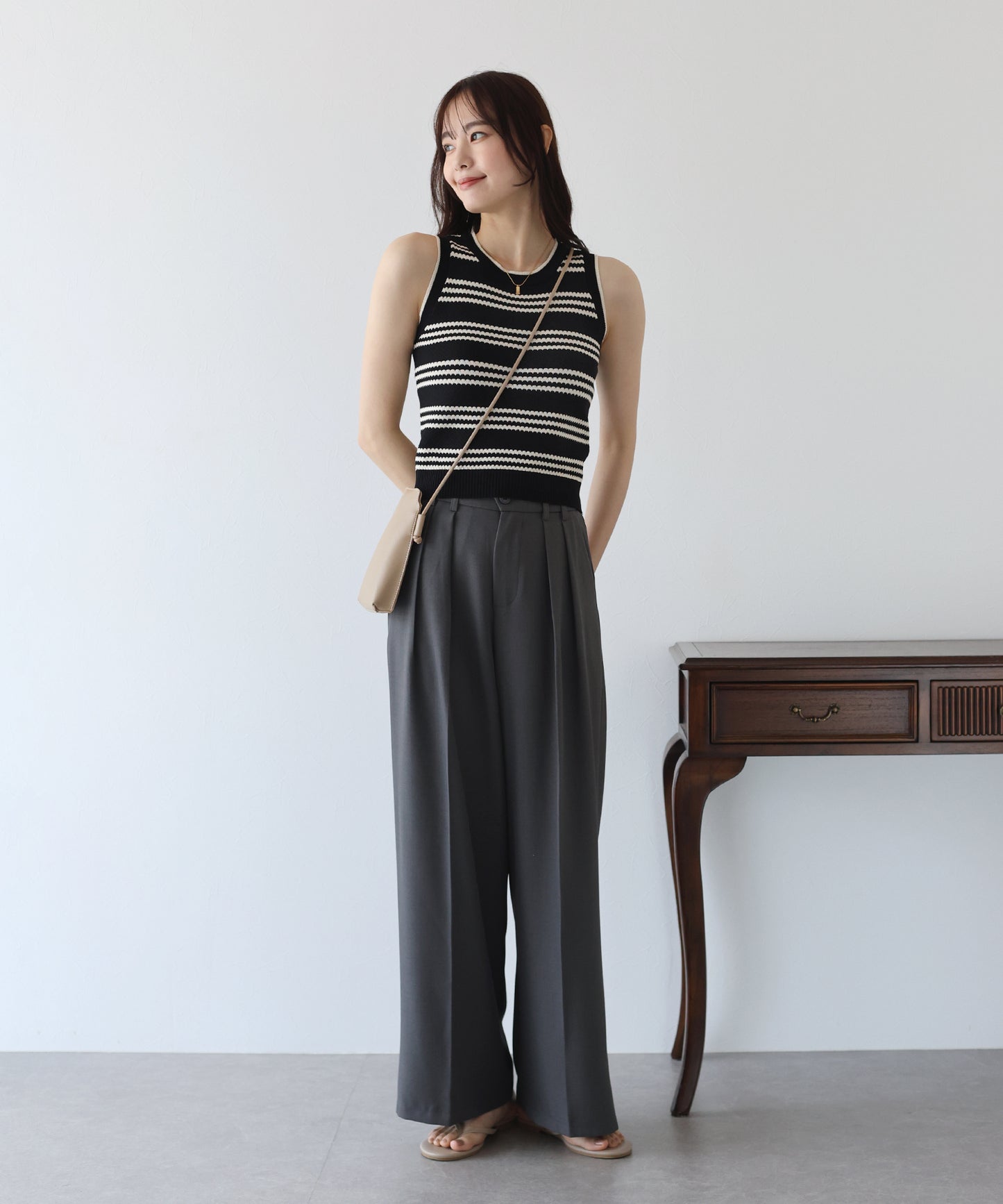 【SALE】ボーダーノースリニット【ネコポス】