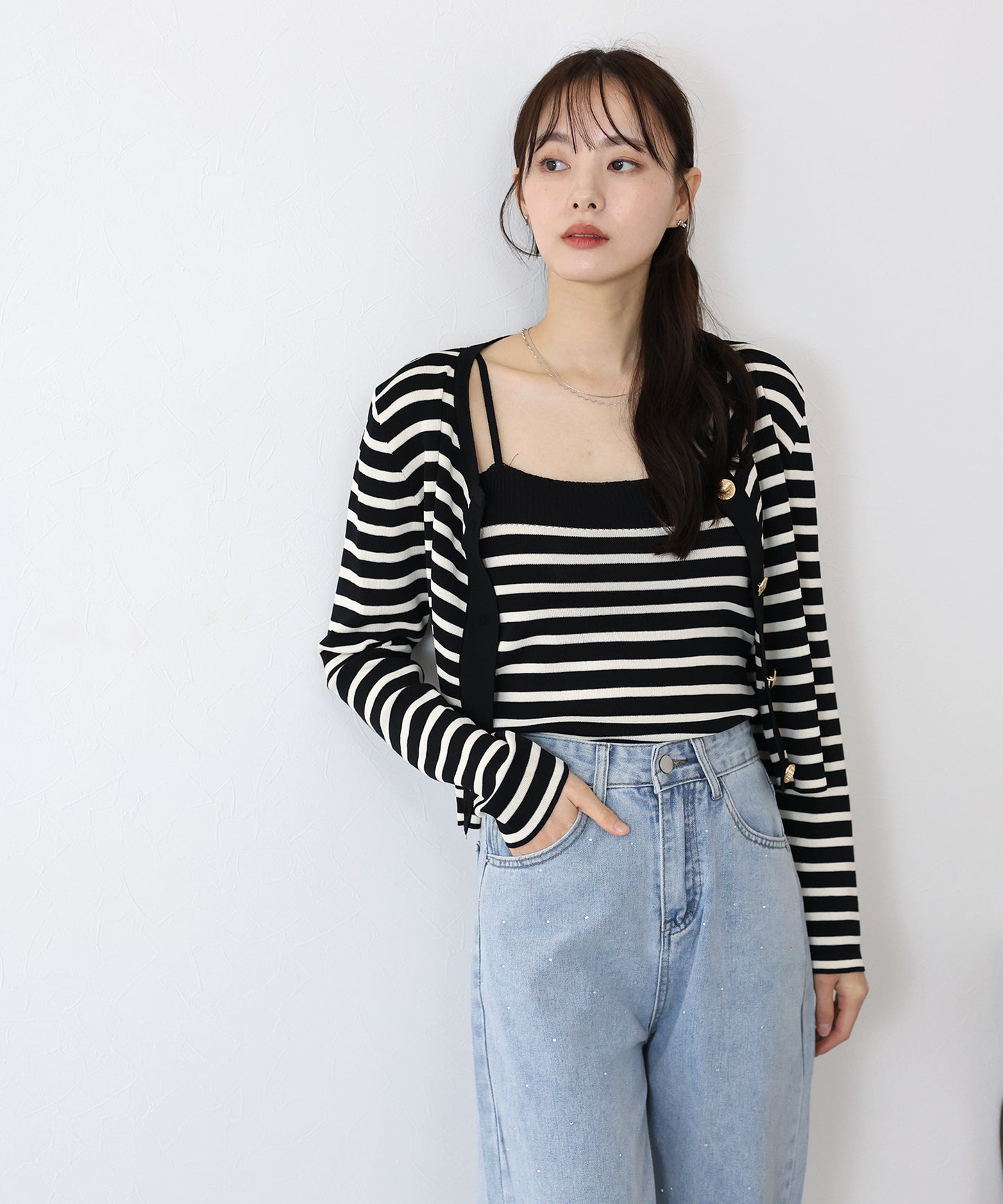 ボーダーカーディガン+キャミソール セット