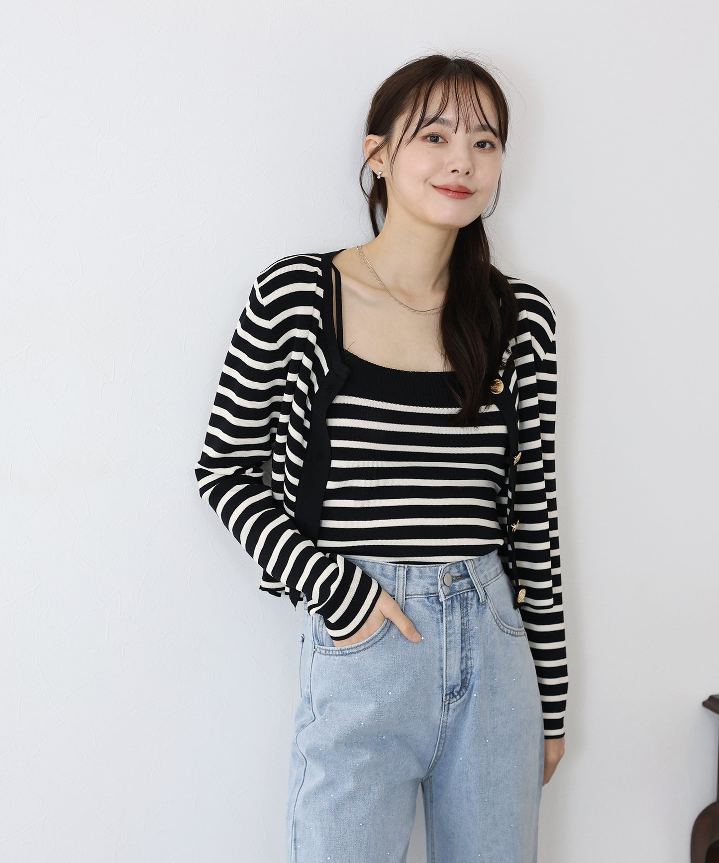 ボーダーカーディガン+キャミソール セット