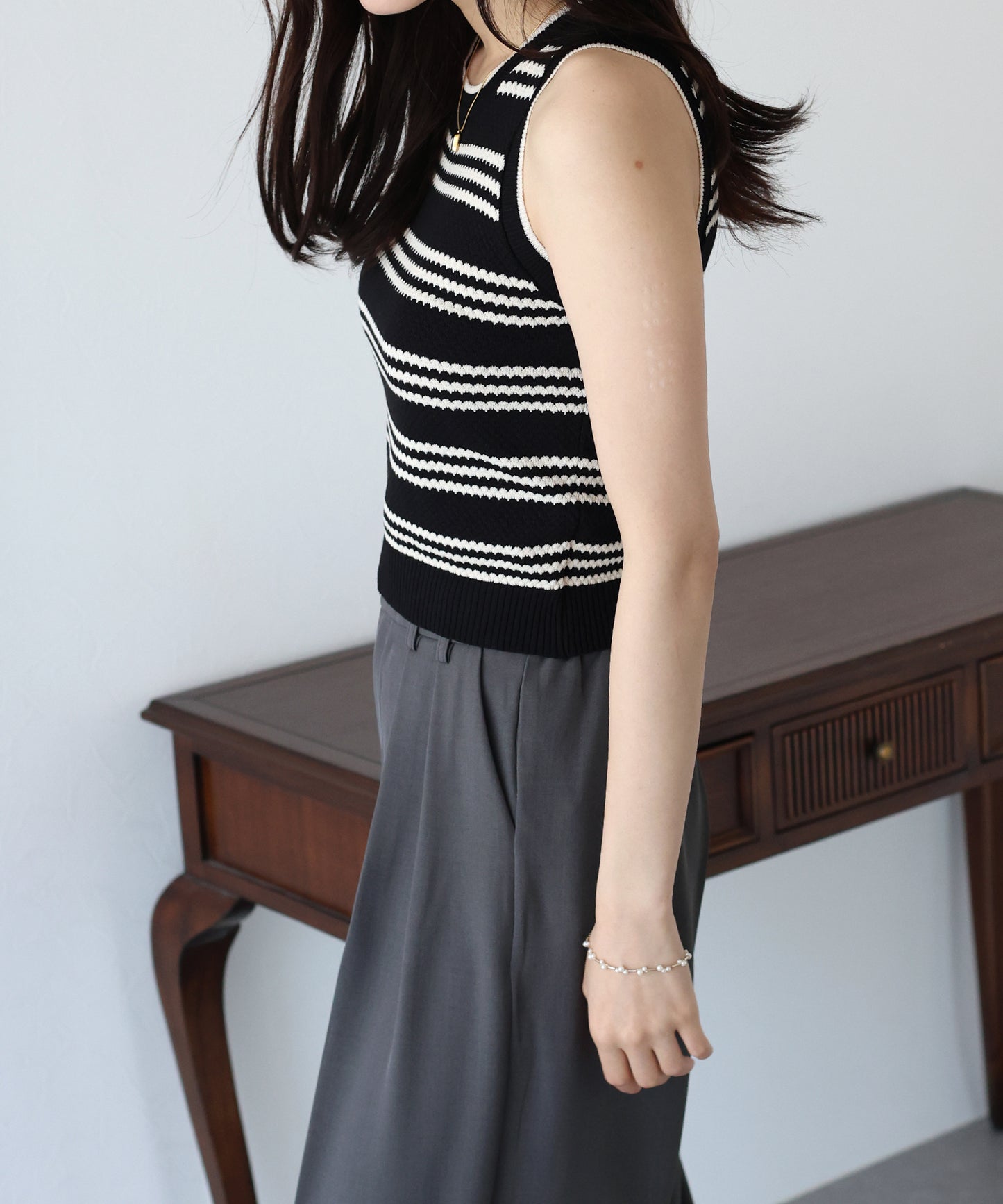 【SALE】ボーダーノースリニット【ネコポス】