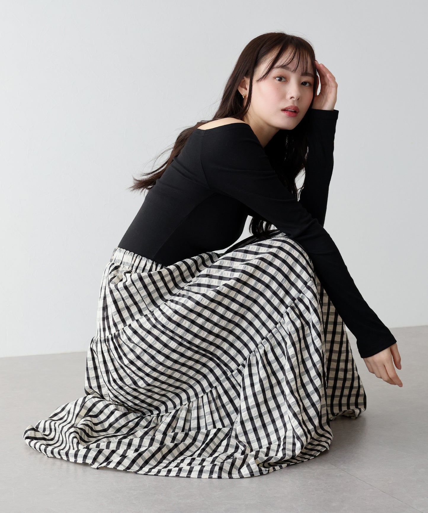 【SALE】チェックティアードスカート