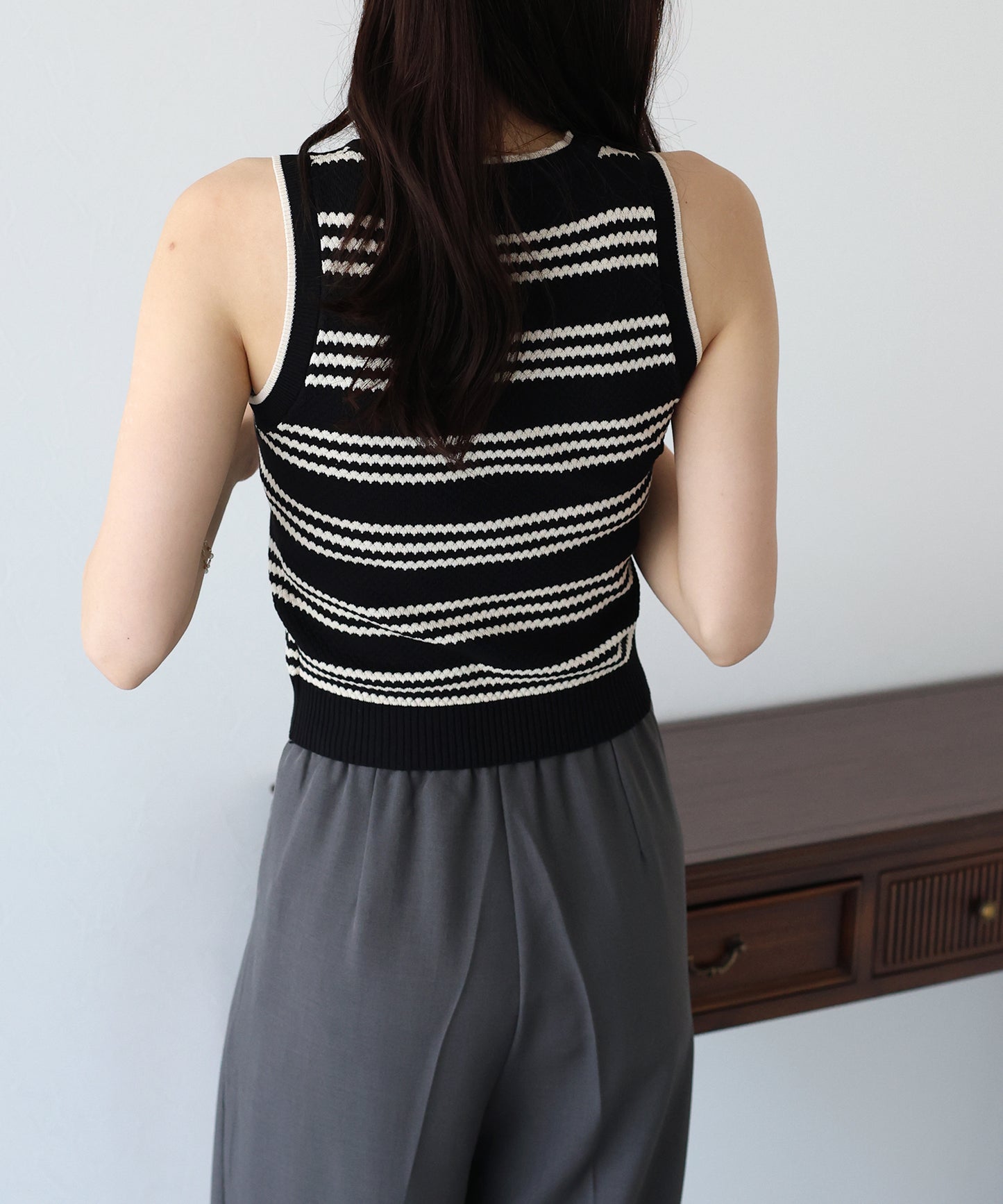 【SALE】ボーダーノースリニット【ネコポス】