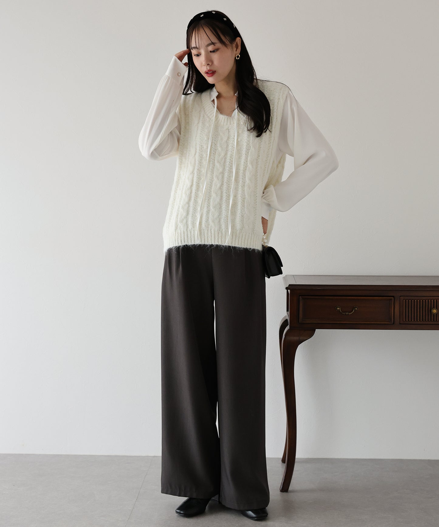 【TIME SALE】ケーブルニットベスト