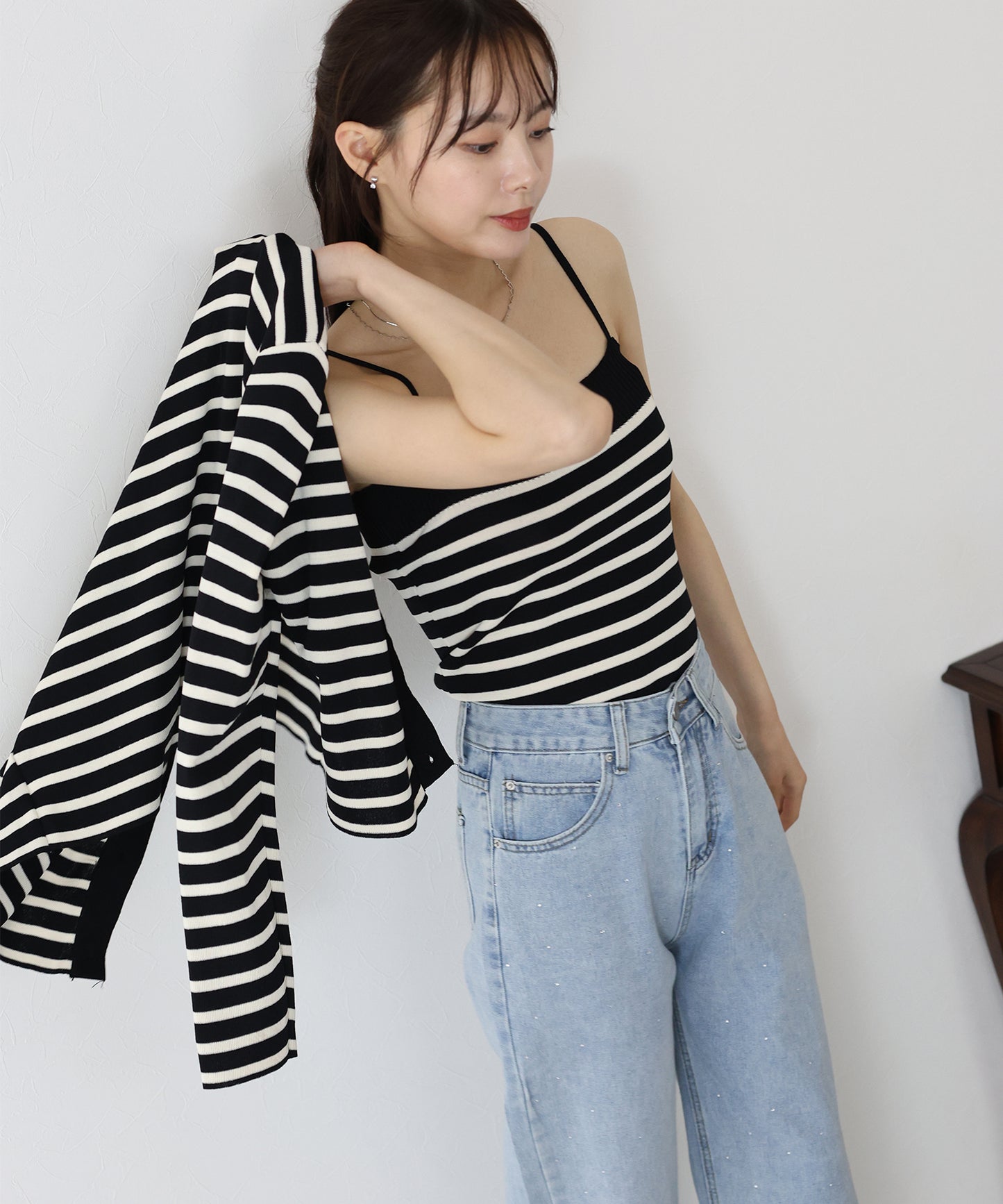 ボーダーカーディガン+キャミソール セット