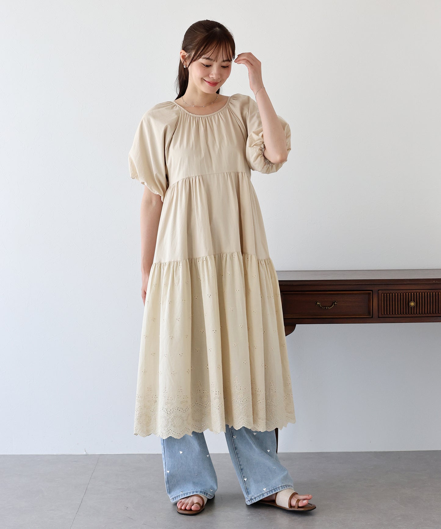 【TIME SALE】バルーン袖コットンレースワンピース