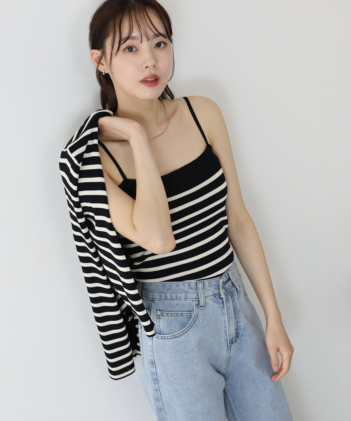 ボーダーカーディガン+キャミソール セット