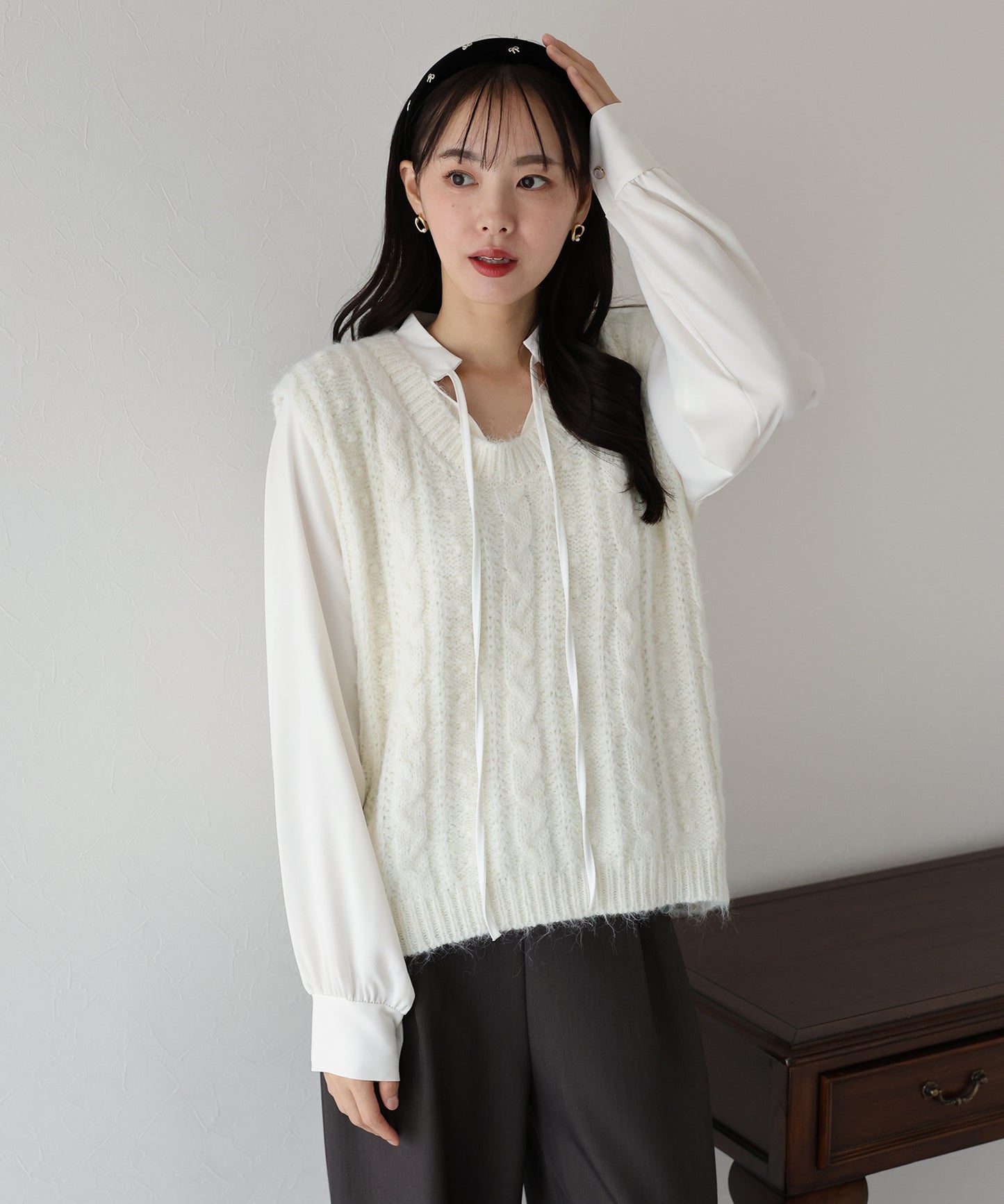 【TIME SALE】ケーブルニットベスト