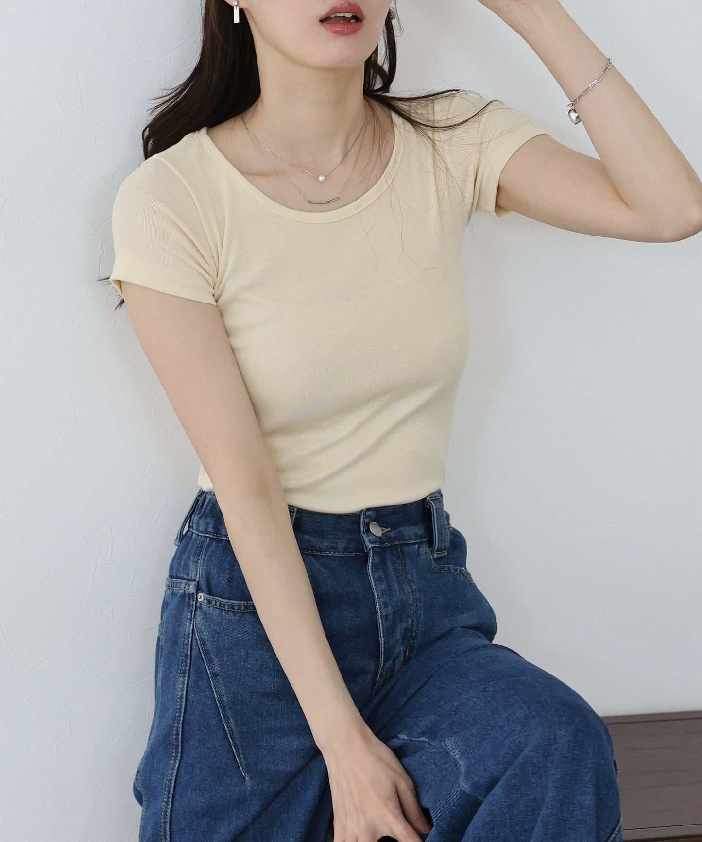 【TIME SALE】半袖カラークルーTシャツ【ネコポス】