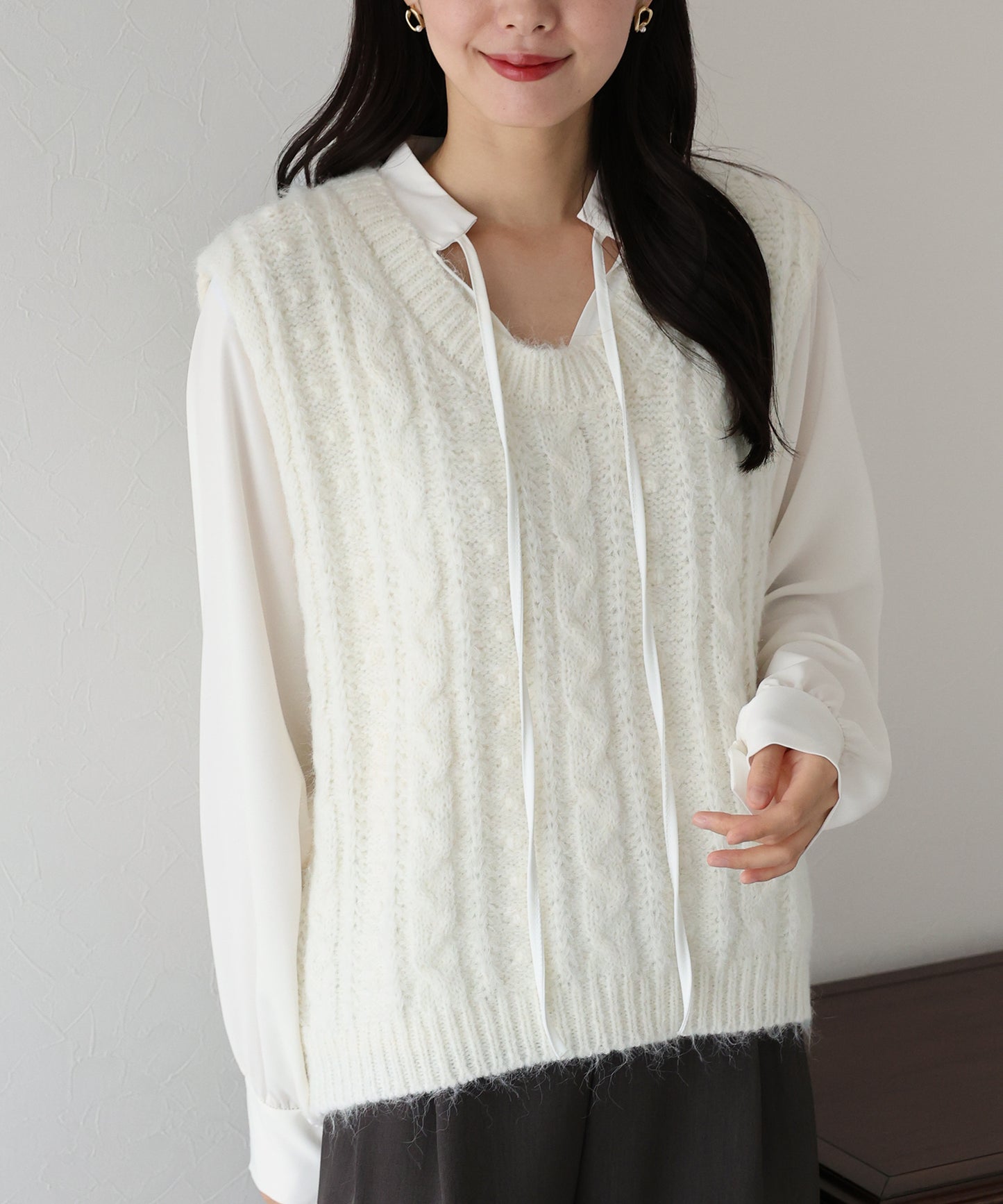 【TIME SALE】ケーブルニットベスト