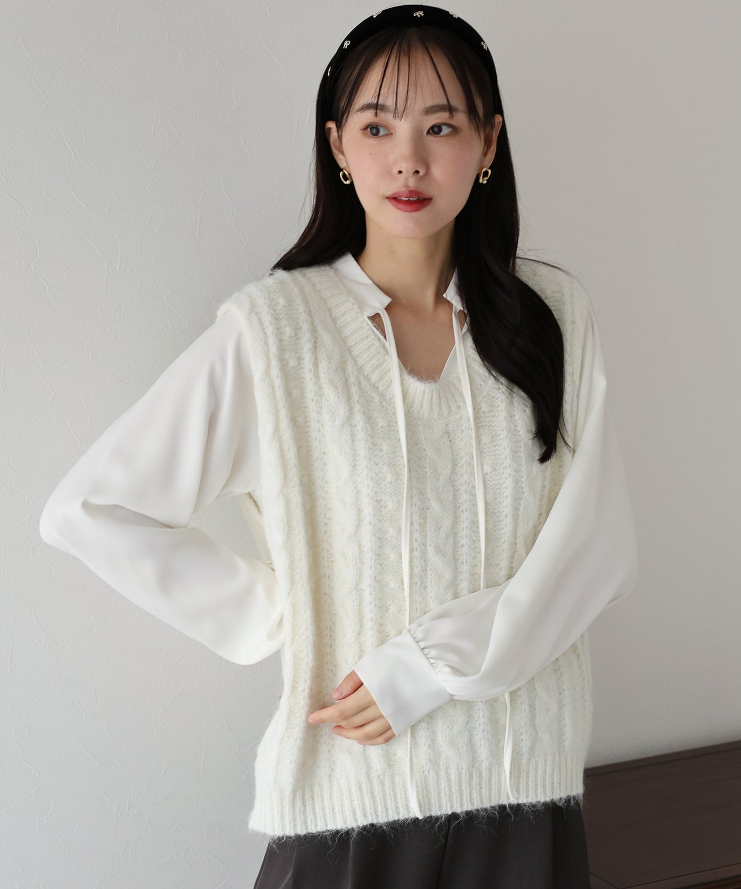 【TIME SALE】ケーブルニットベスト