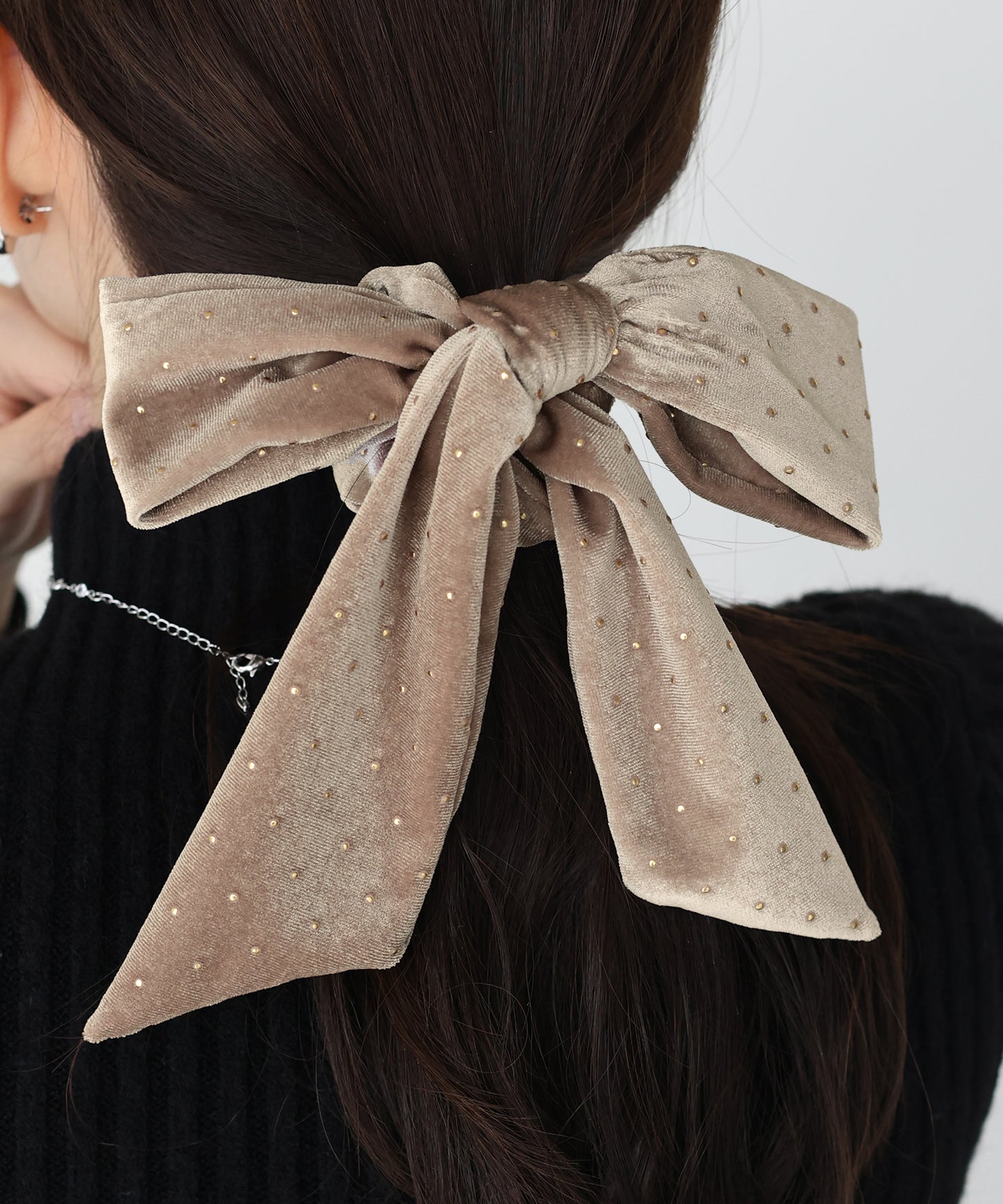 スタッズベロアリボンシュシュ【ネコポス】