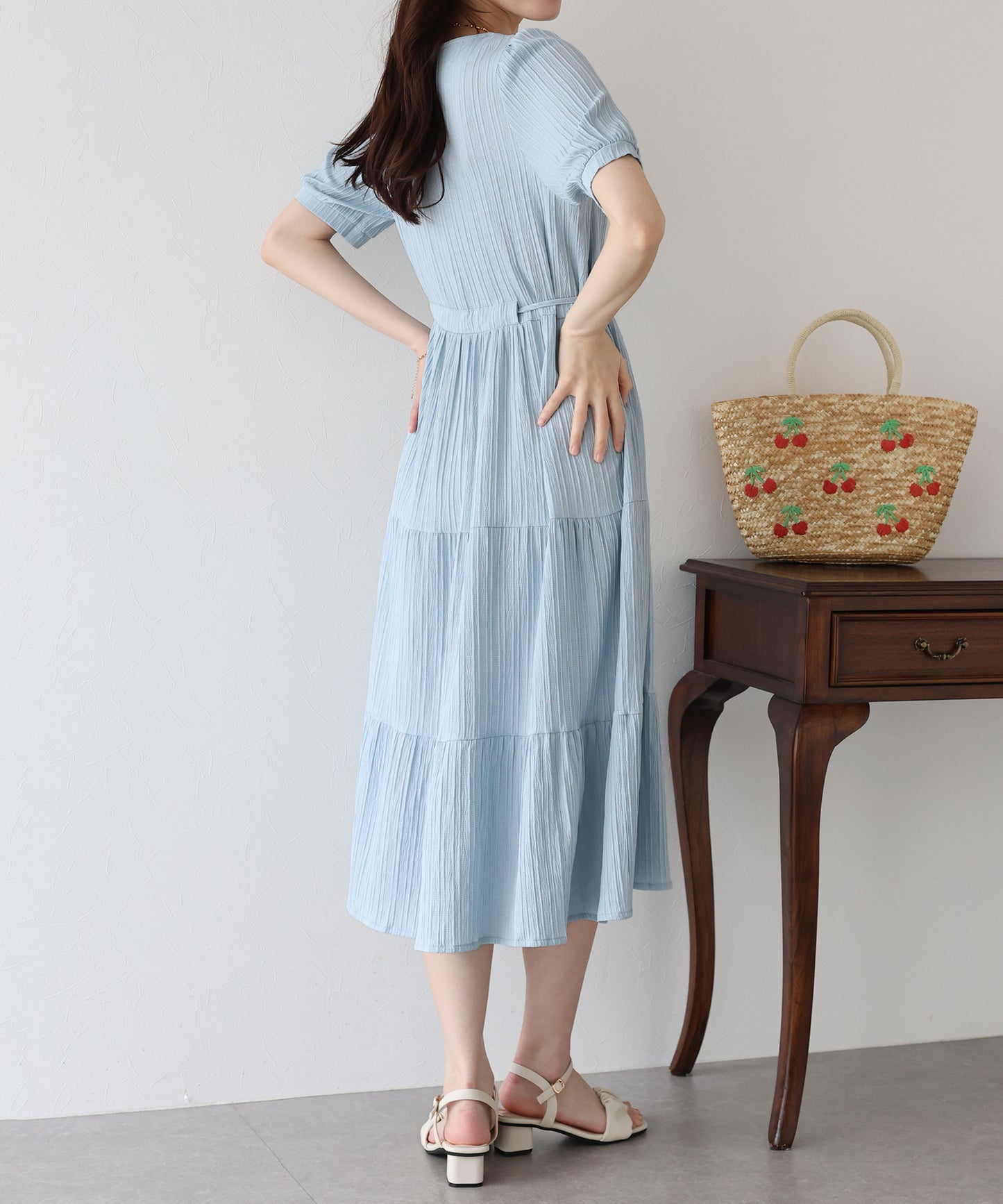【TIME SALE】ハートネックティアード半袖ワンピース