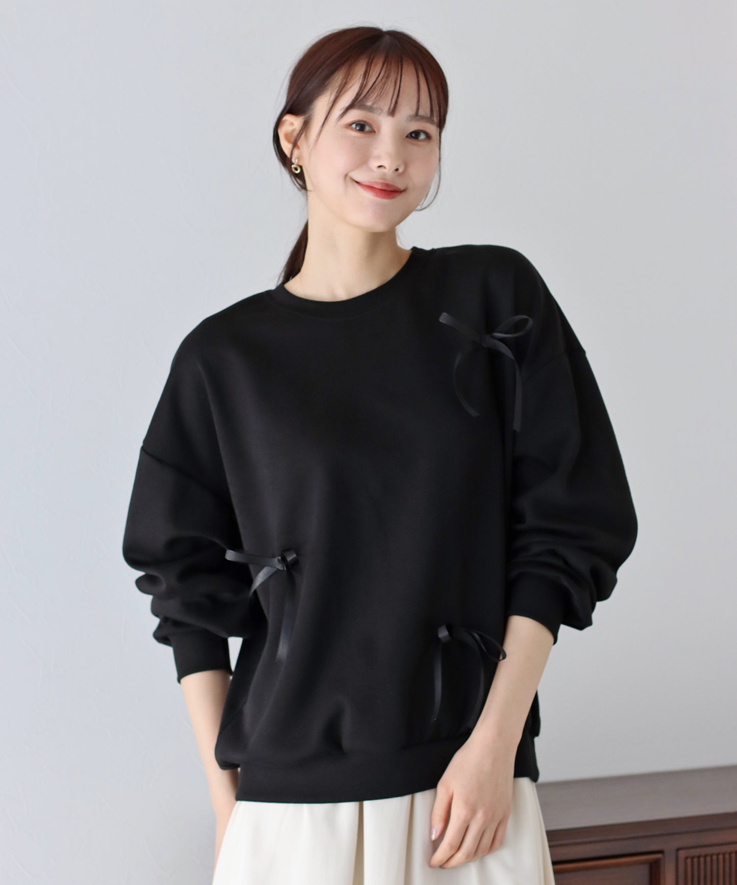 【SALE】リボン付きオーバーサイズスウェット