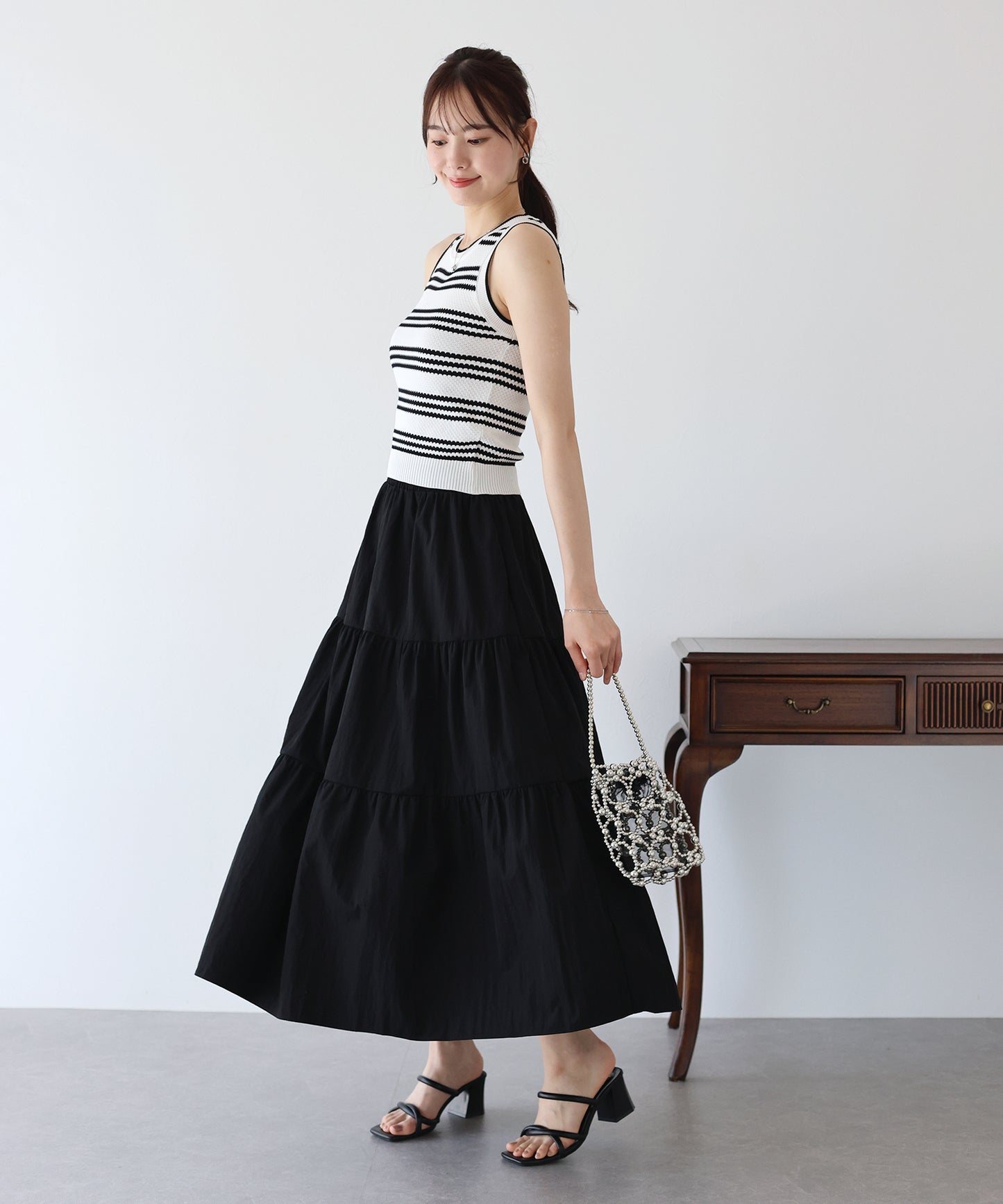 【SALE】ボーダーノースリニット【ネコポス】