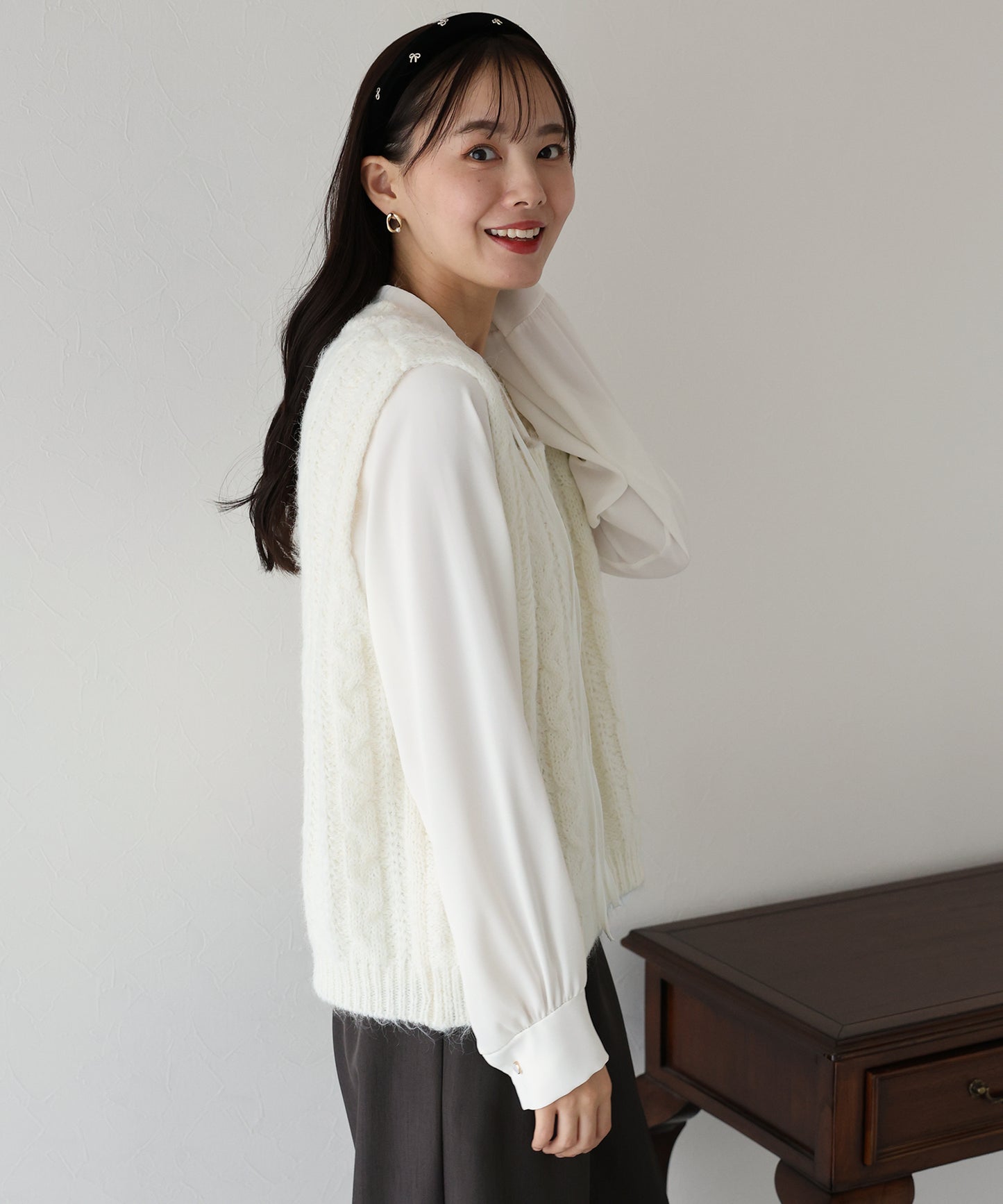 【TIME SALE】ケーブルニットベスト