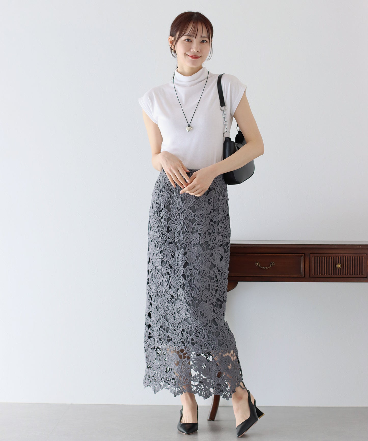 【SALE】ハイネックフレンチスリーブTシャツ【ネコポス】