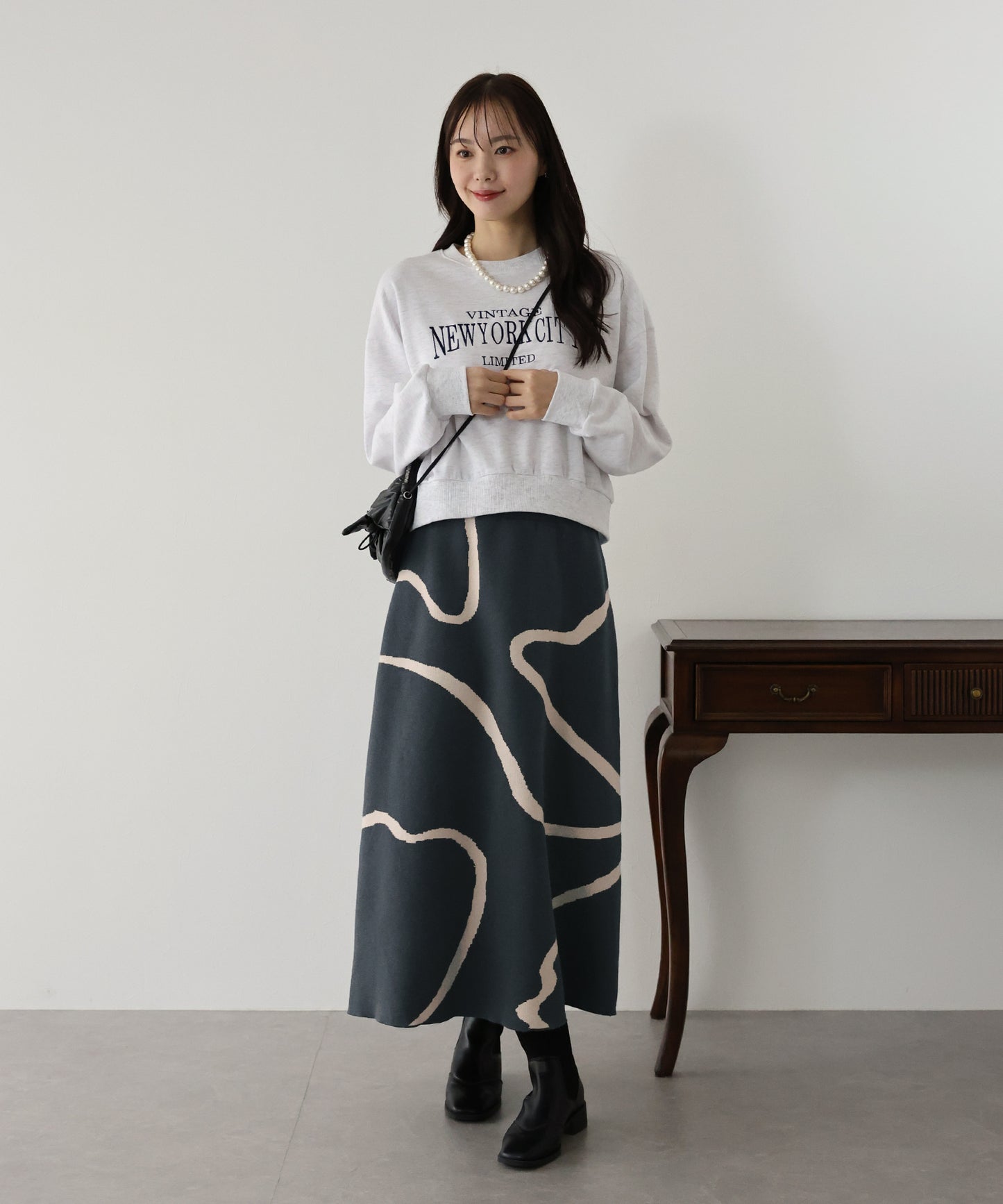 【SALE】ラインジャガードニットスカート