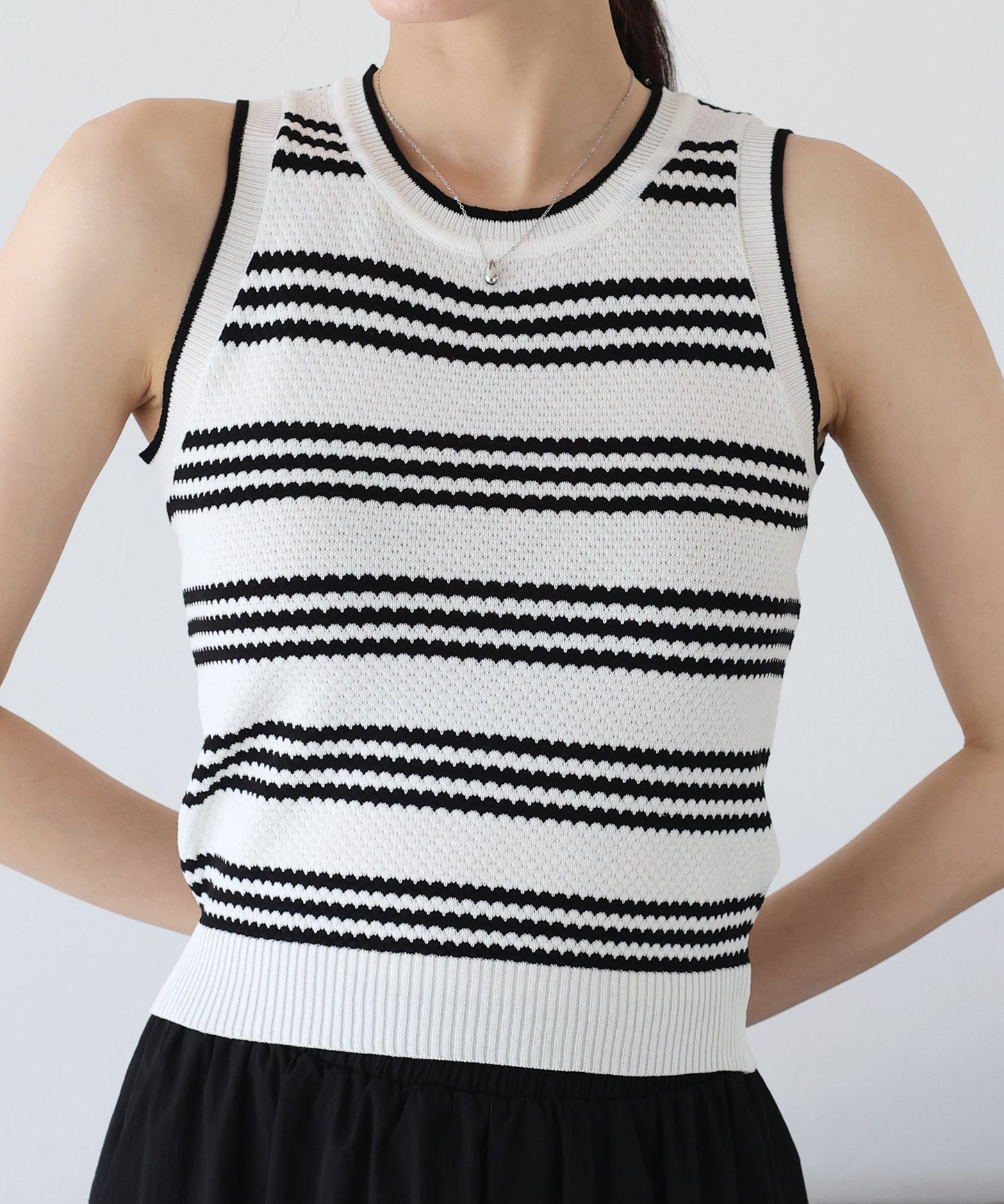 【SALE】ボーダーノースリニット【ネコポス】