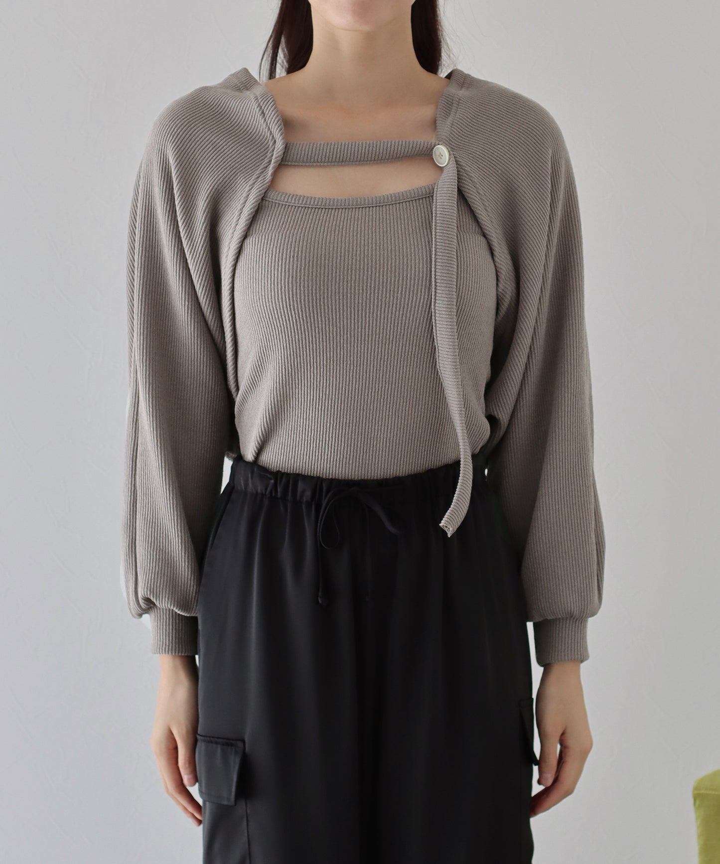 【SALE】リブショートボレロ+キャミセット