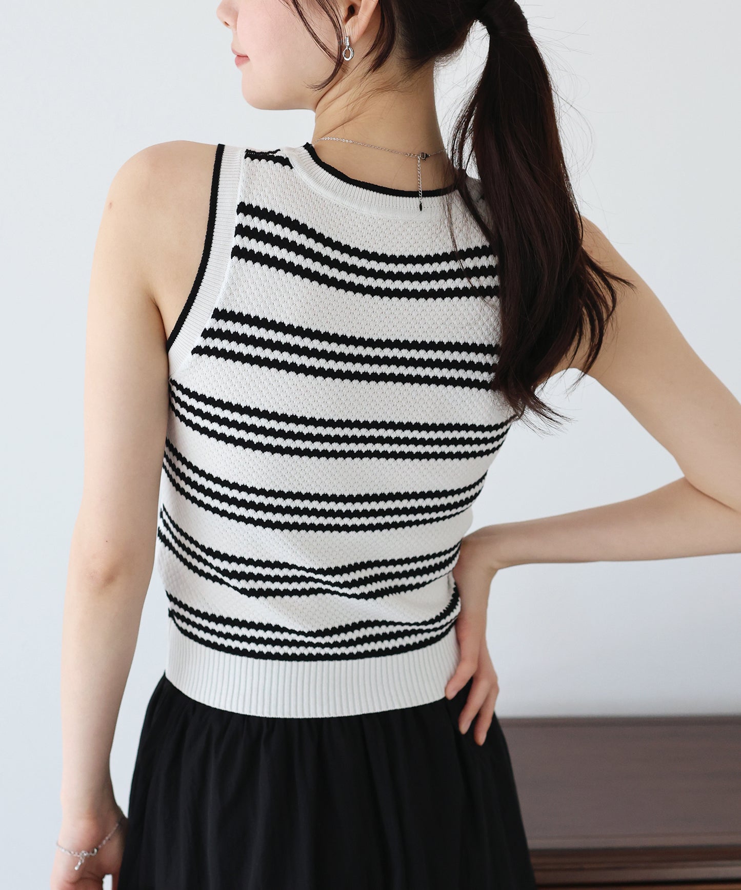 【SALE】ボーダーノースリニット【ネコポス】