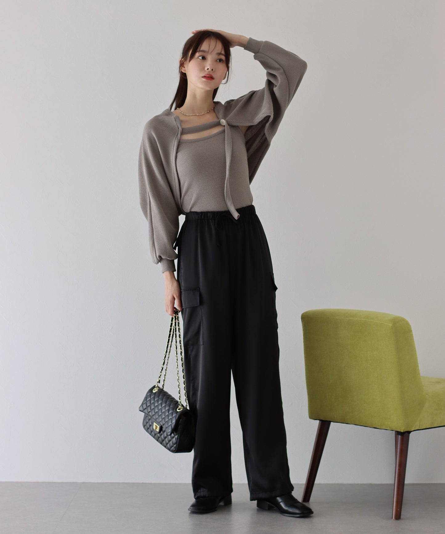 【SALE】リブショートボレロ+キャミセット