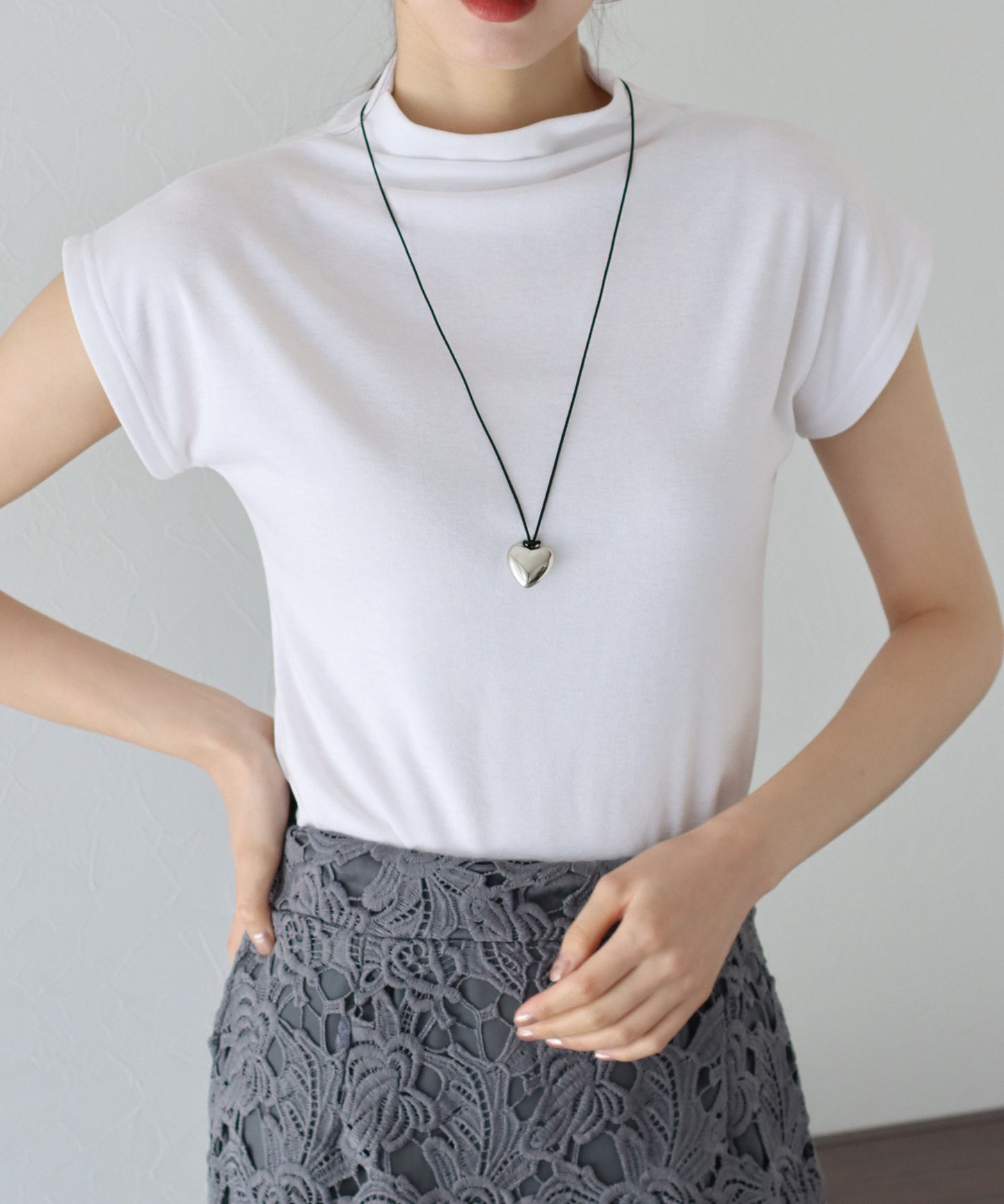 【SALE】ハイネックフレンチスリーブTシャツ【ネコポス】