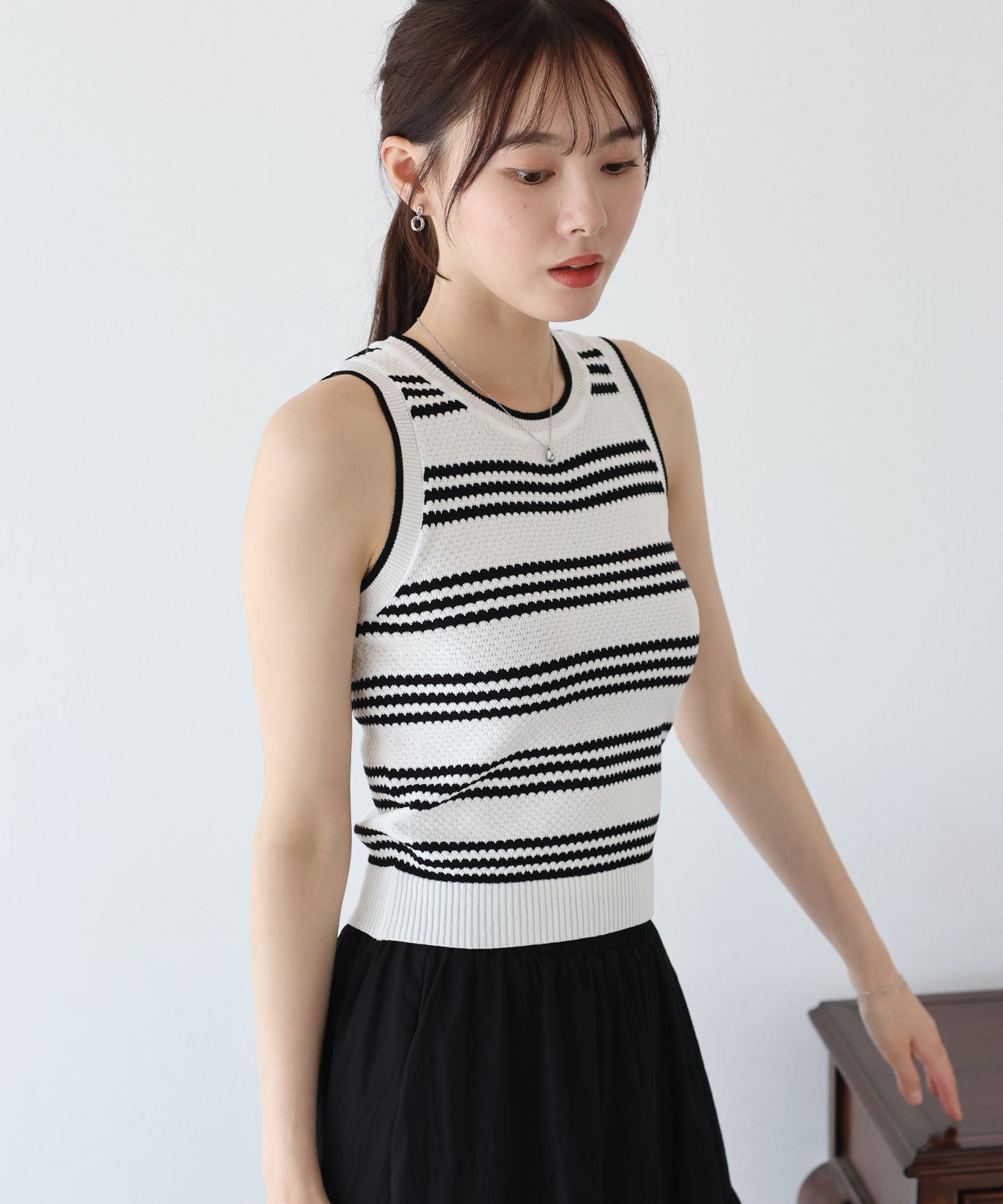 【SALE】ボーダーノースリニット【ネコポス】