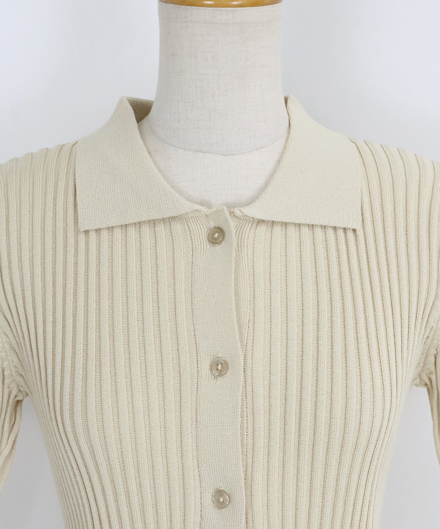 【TIME SALE】バイカラーポロ襟リブカーディガン