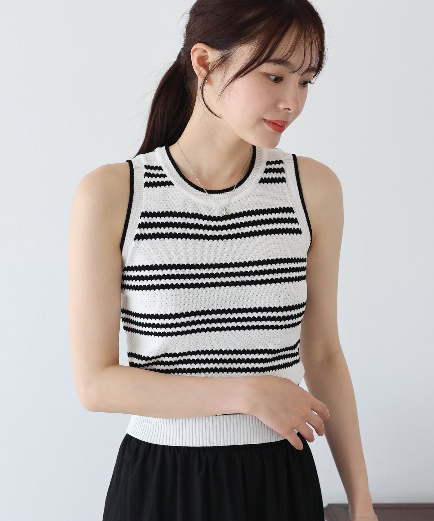 【SALE】ボーダーノースリニット【ネコポス】