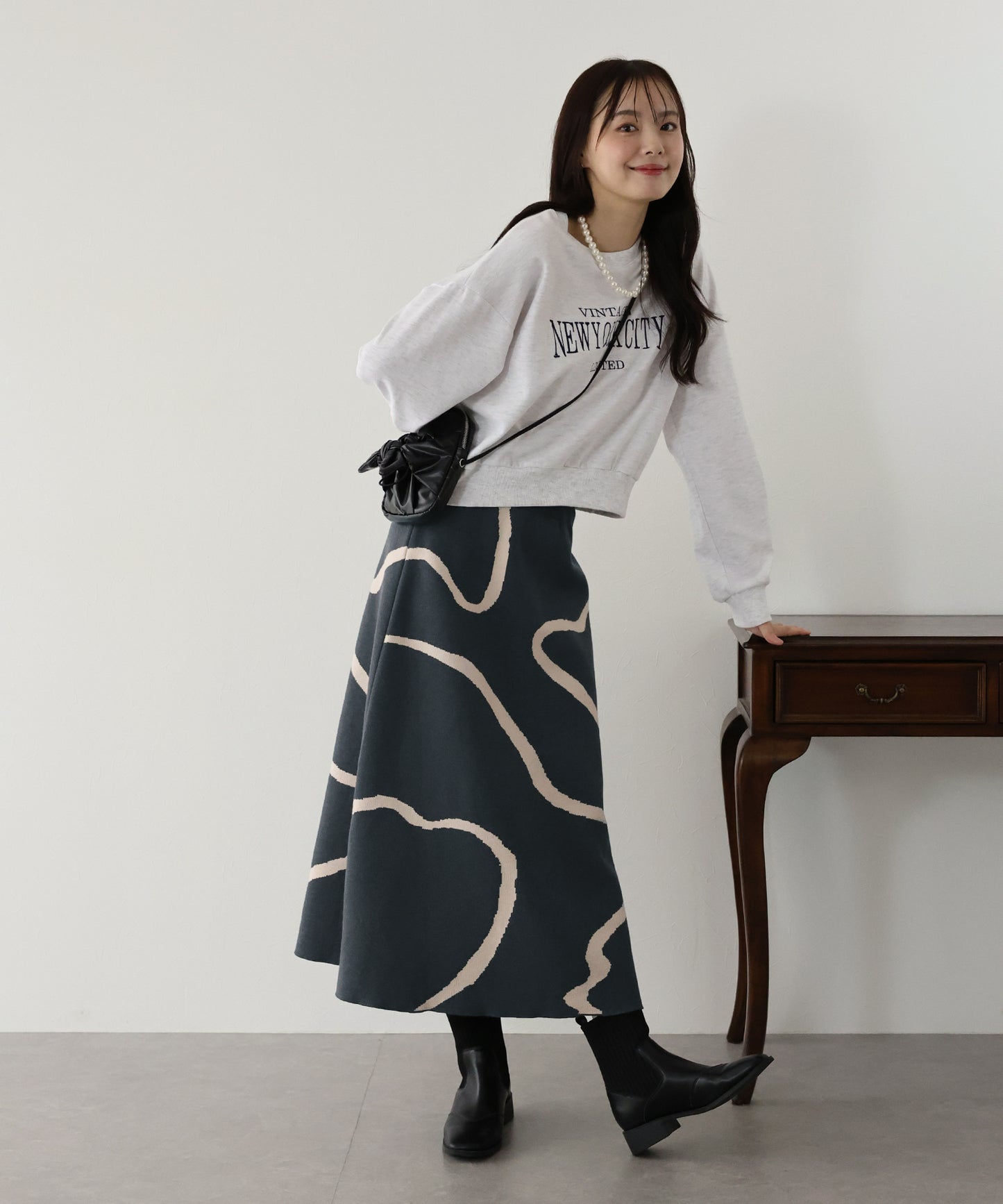 【SALE】ラインジャガードニットスカート