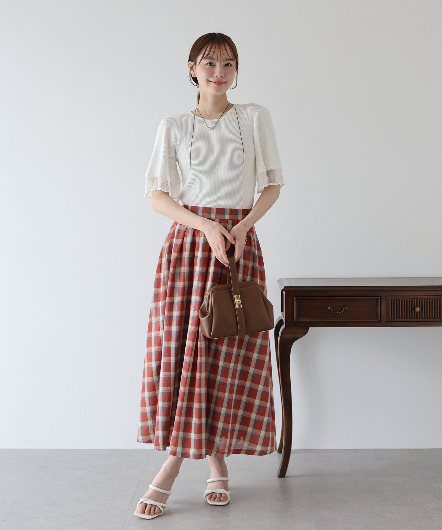 【TIME SALE】半袖先シアーリブニット