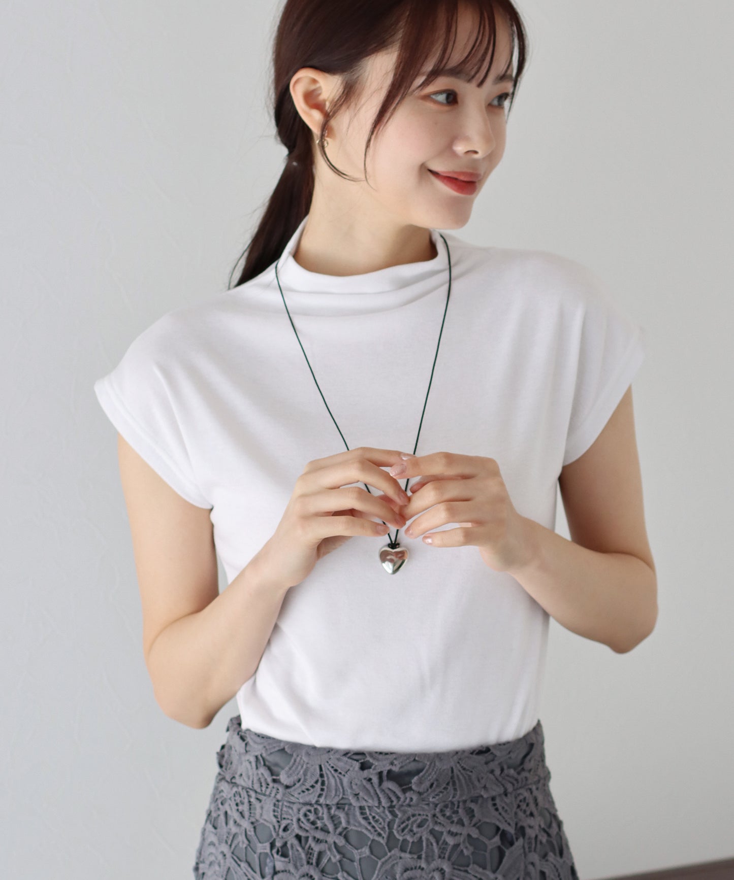 【SALE】ハイネックフレンチスリーブTシャツ【ネコポス】