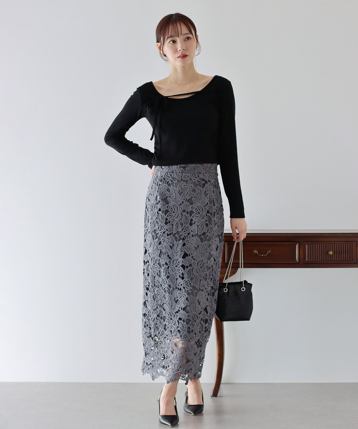 【SALE】フロントリボン付きカットソー