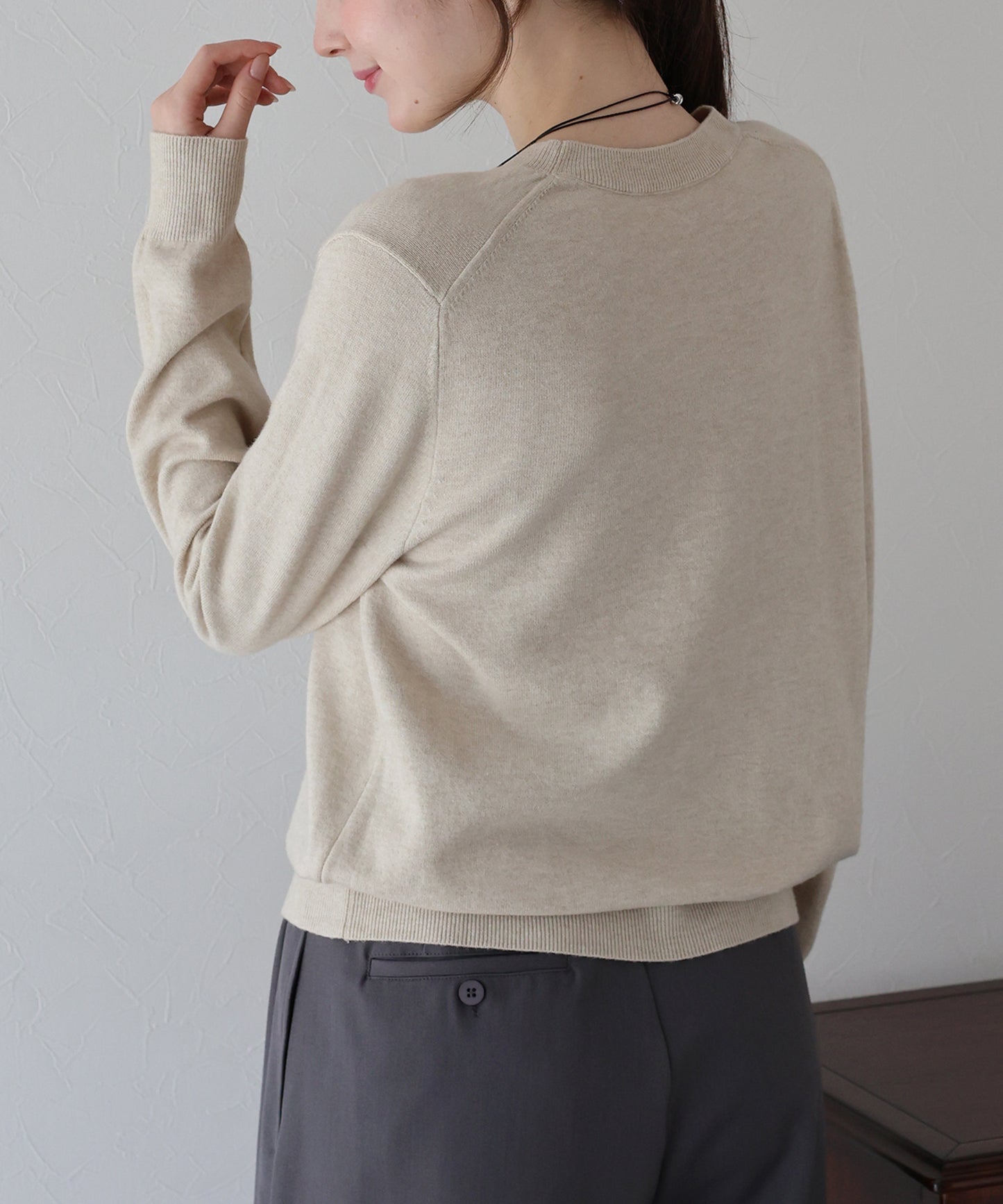 【早割5%OFF】ウール混クルーネックニット