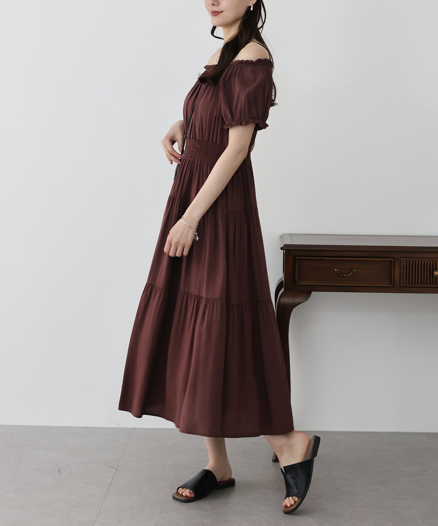 【TIME SALE】アソート柄2WAYオフショルワンピース