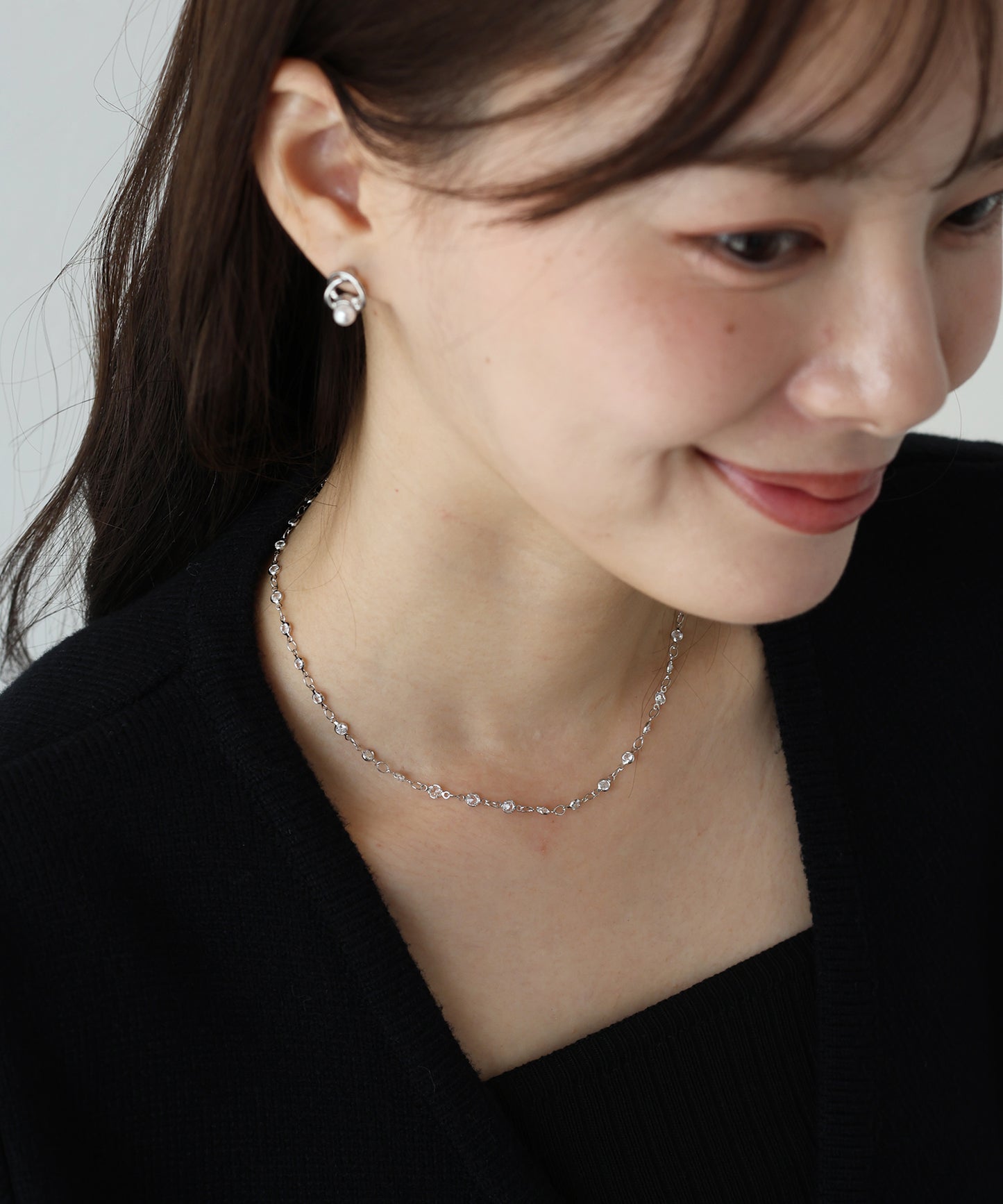 【早割5%OFF】ジルコニアステーションネックレス / ニッケルフリー【ネコポス】