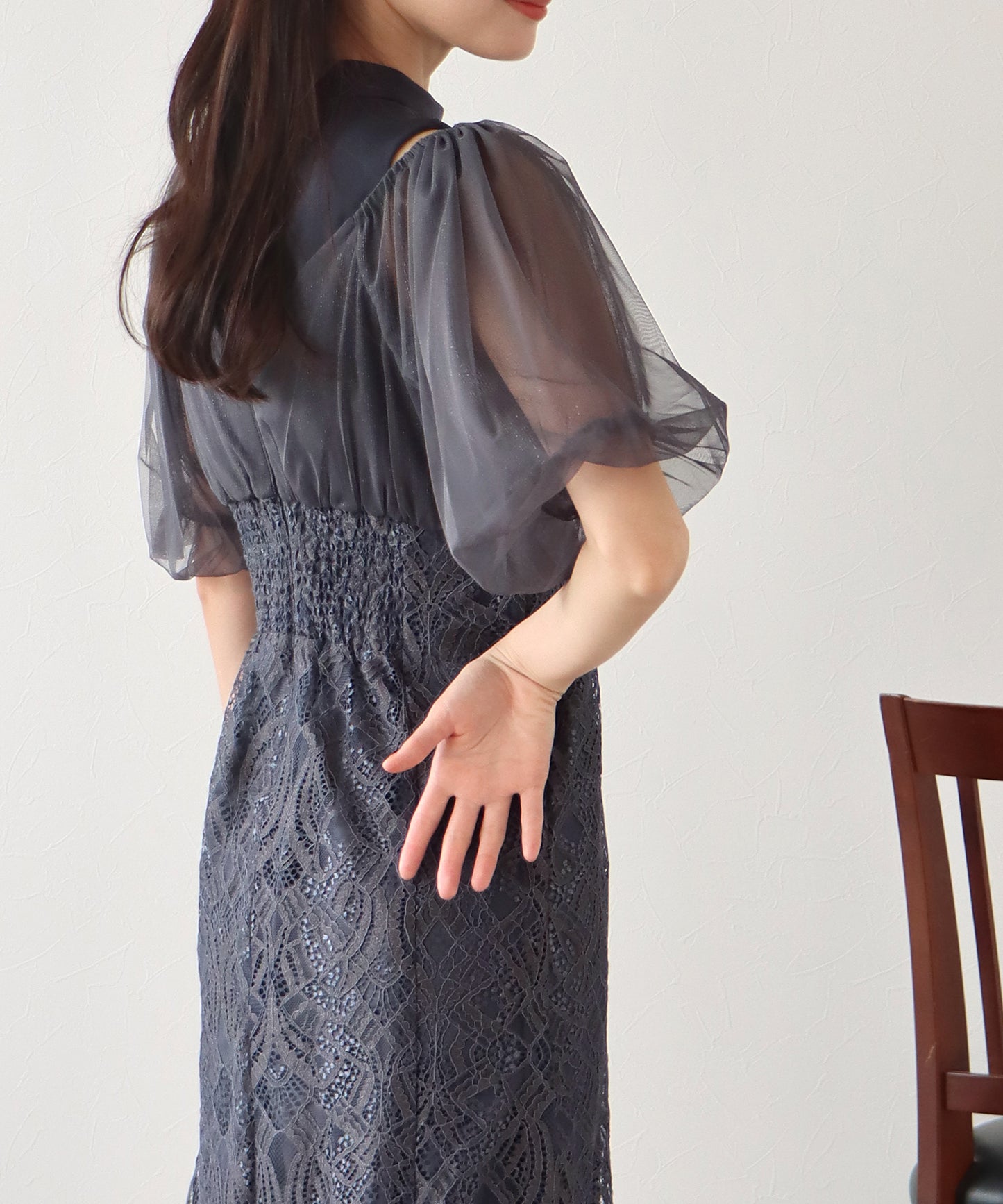 【TIME SALE】ラメチュールオフショルパーティードレス