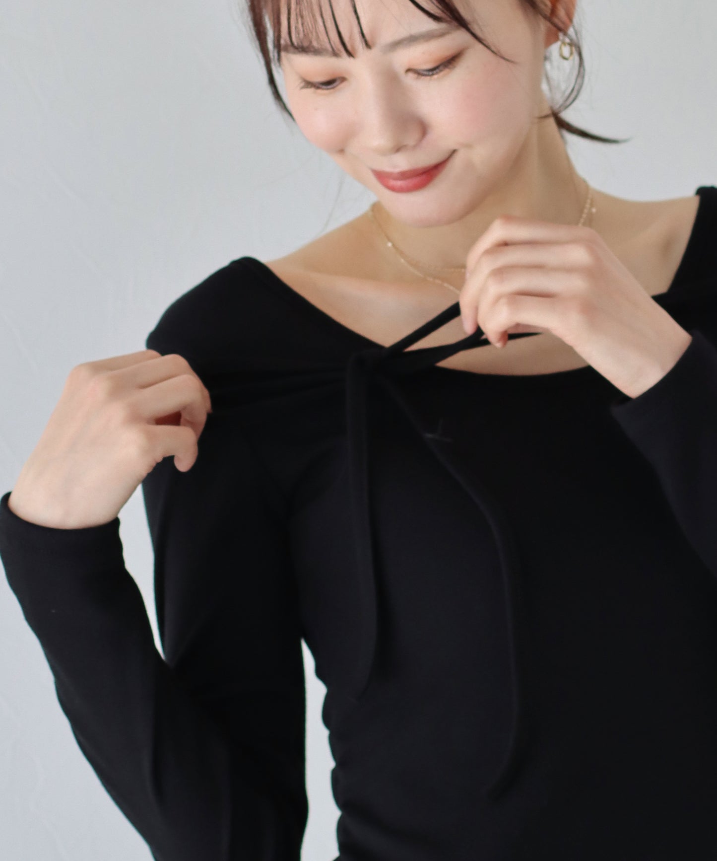 【SALE】フロントリボン付きカットソー