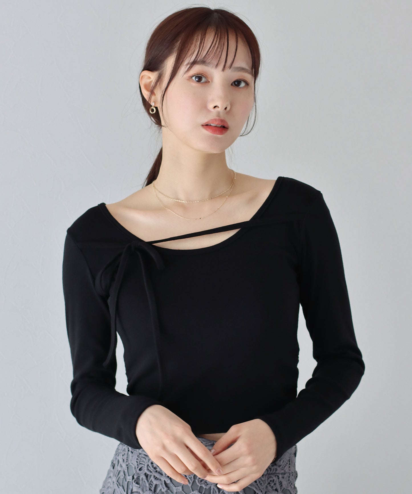 【SALE】フロントリボン付きカットソー