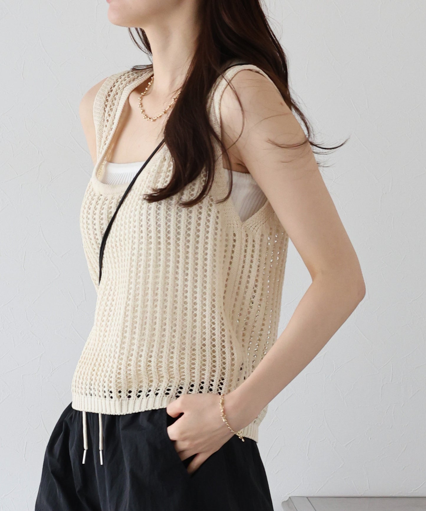 【SALE】バックリボンメッシュベスト【ネコポス】