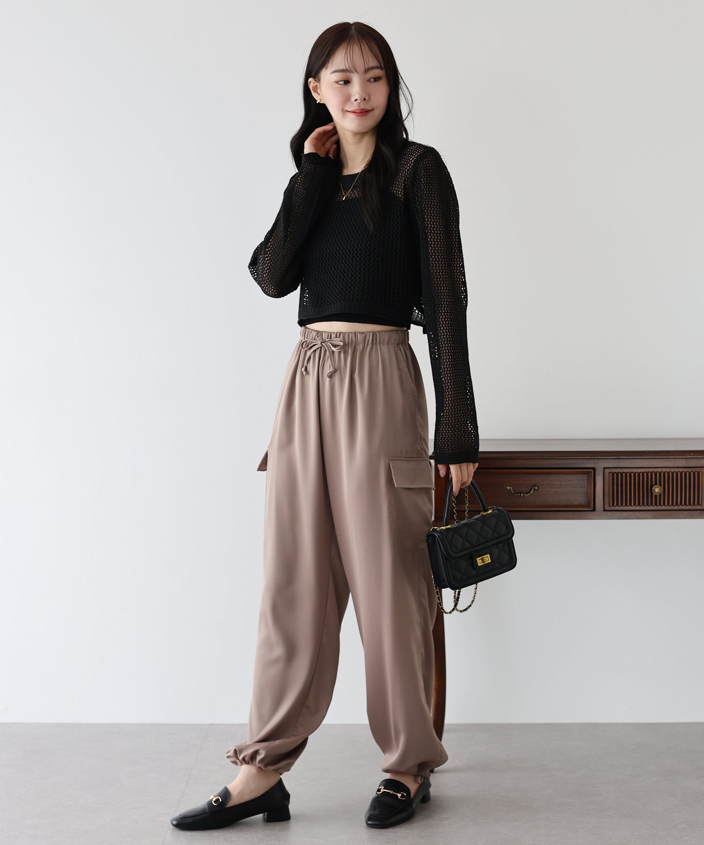 【SALE】メッシュニットトップス