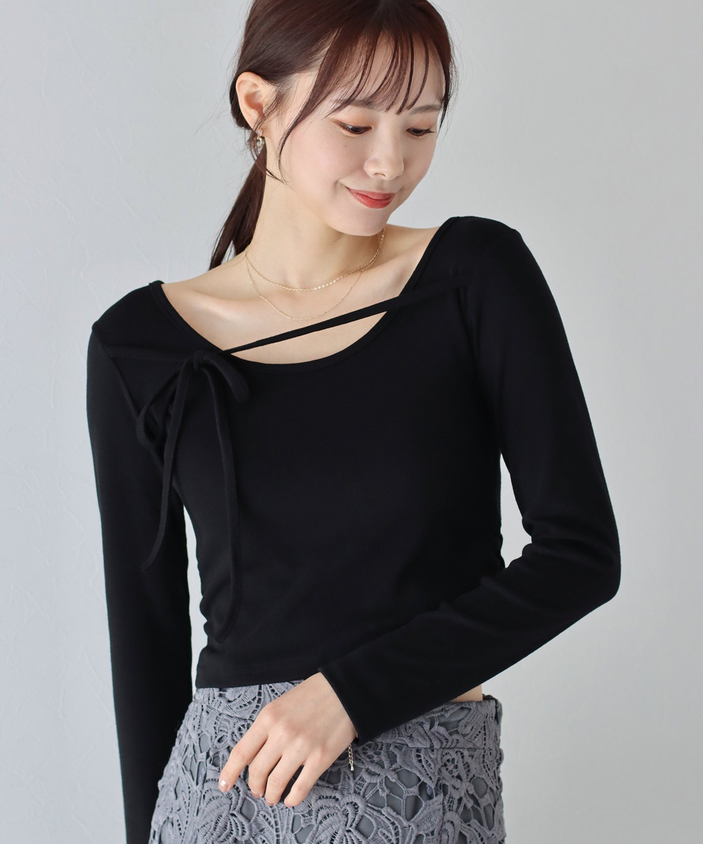 【SALE】フロントリボン付きカットソー