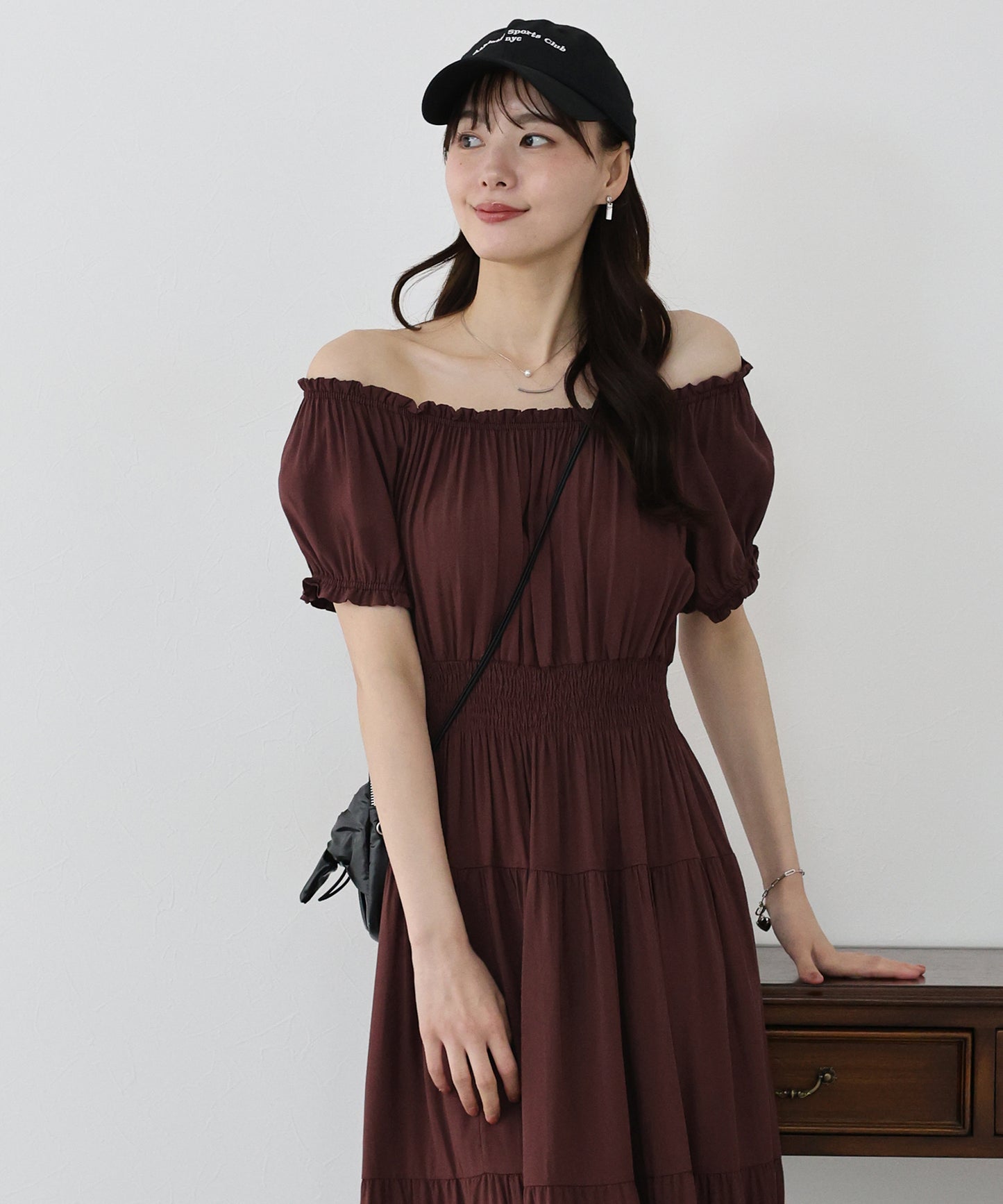 【新商品限定5%OFF(木)】アソート柄2WAYオフショルワンピース