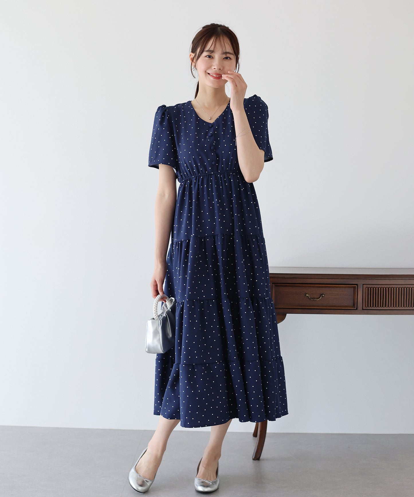 【SALE】フレアスリーブティアードワンピース