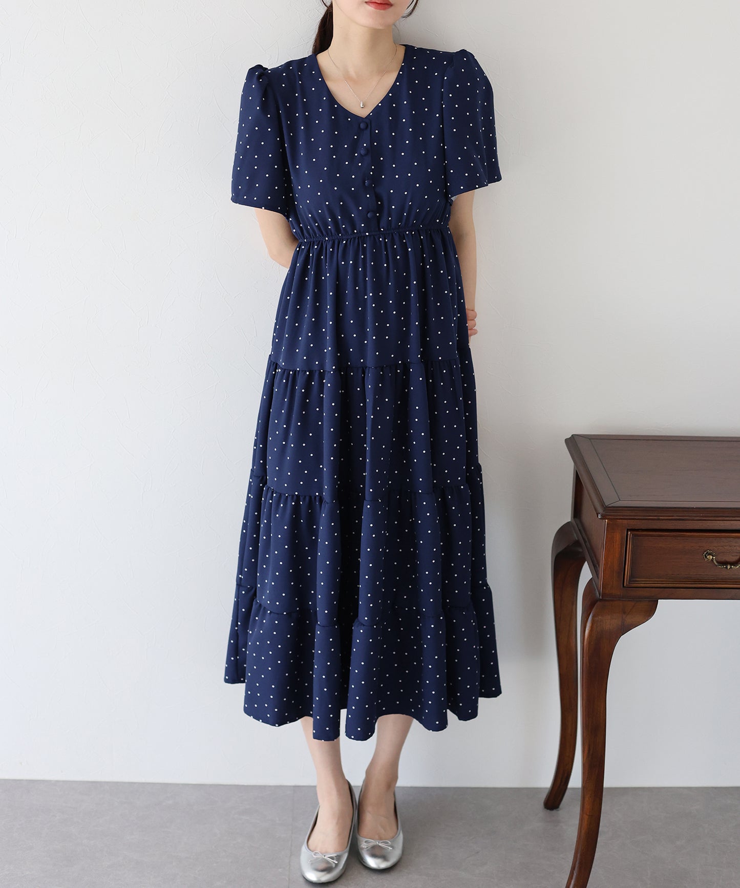 【SALE】フレアスリーブティアードワンピース