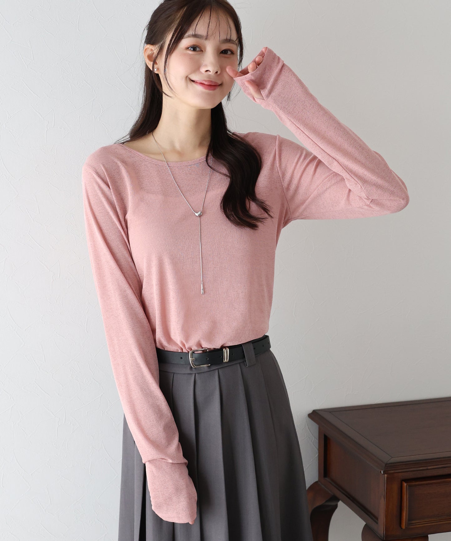 【TIME SALE】クルーネックシアートップス【ネコポス】