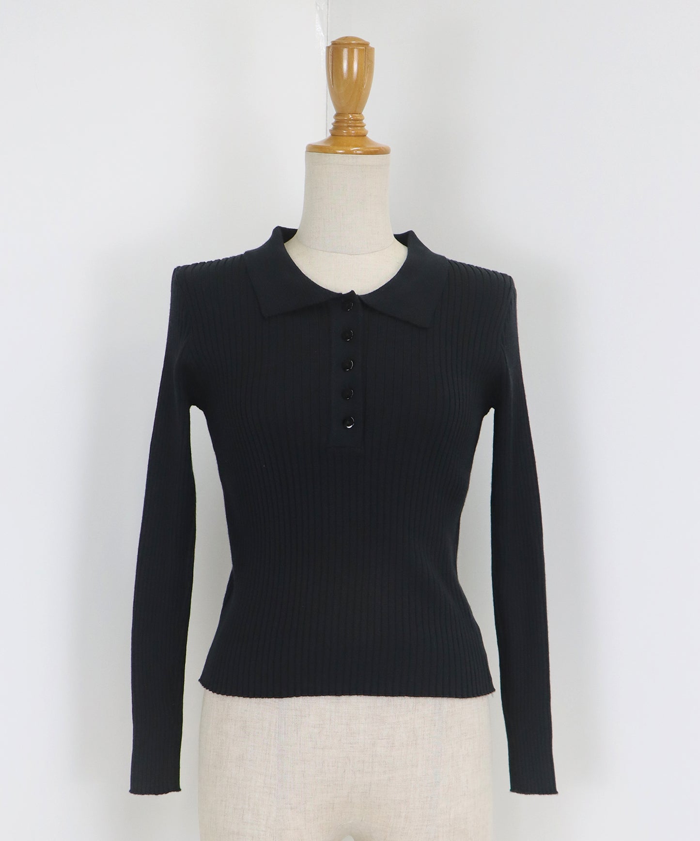 ポロ衿リブニット