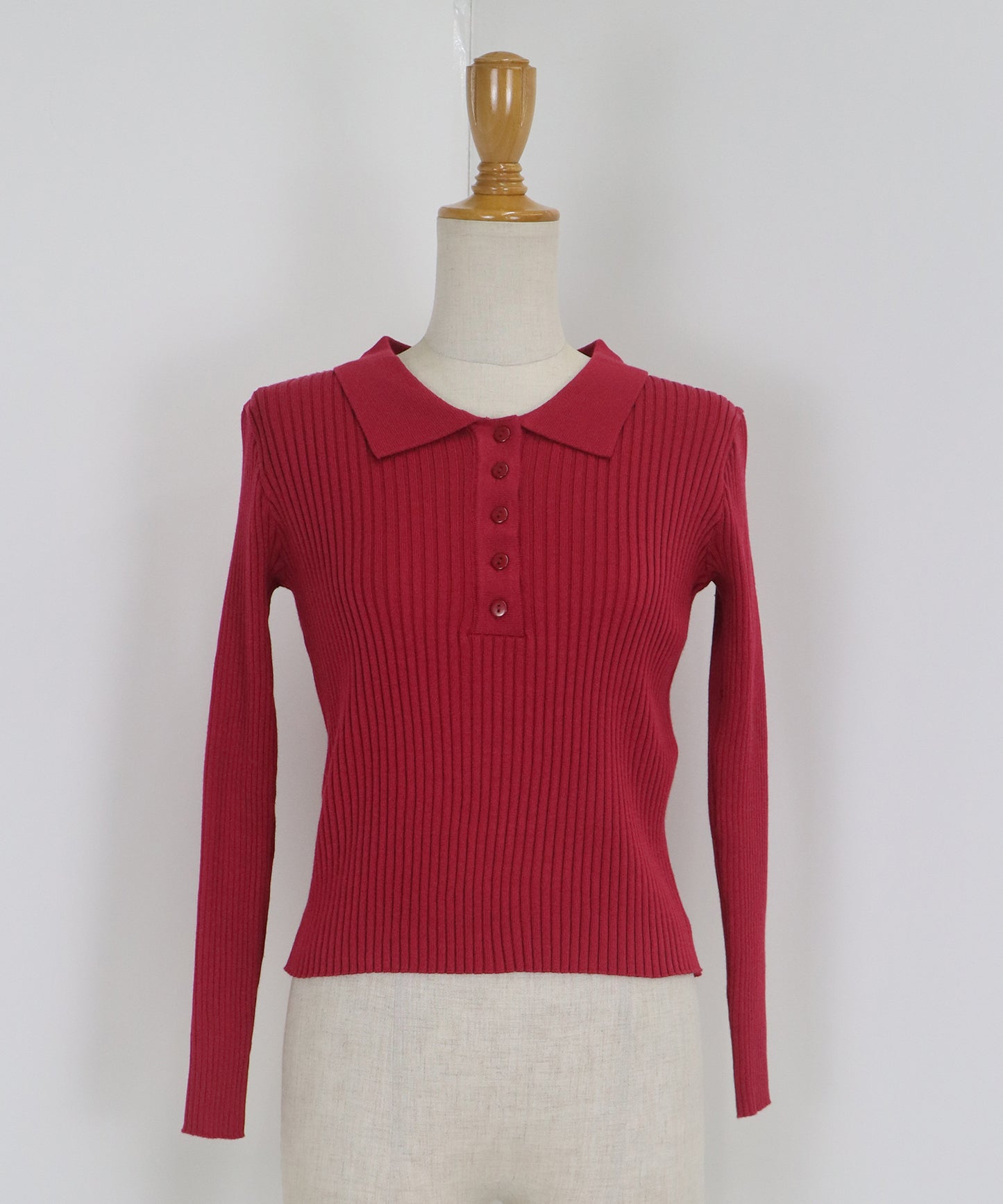 ポロ衿リブニット