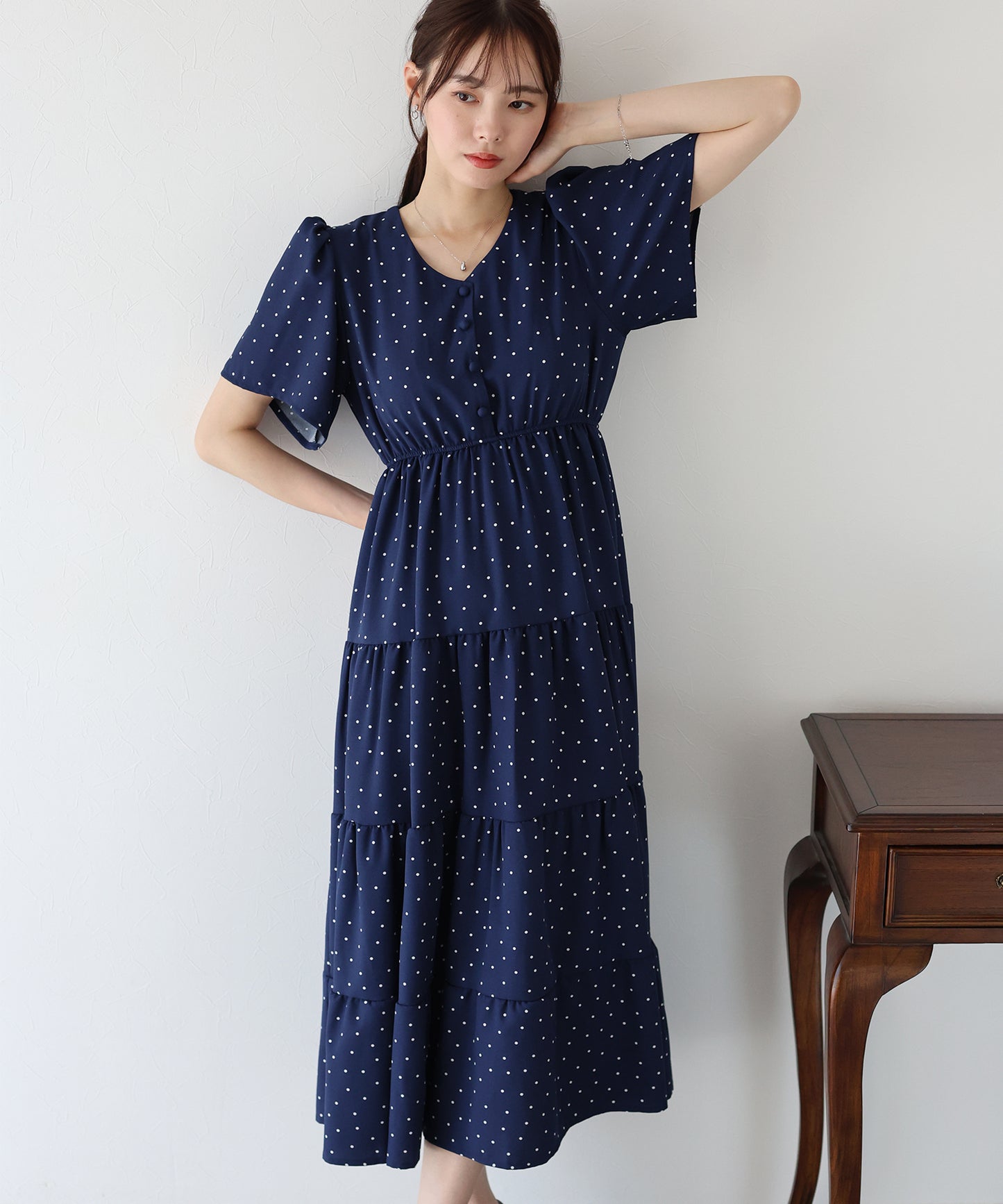 【SALE】フレアスリーブティアードワンピース